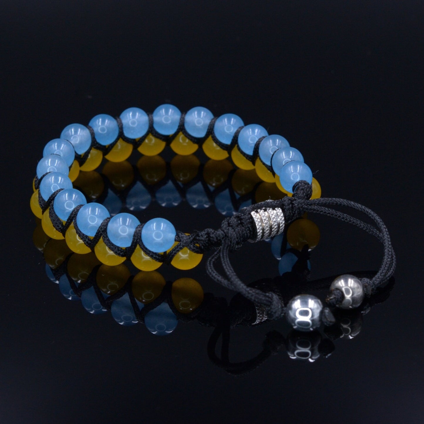Stand with Ukraine bracelet - Ukrainian Flag Bracelet - Men's Agate Double Row Macrame Bracelet - Support Ukraine Bracelet - Shamballa Bracelet - Birthstone Bracelet - Gemstone Bracelet Men - Chakra Bracelet - Macrame Bracelet - Healing Bracelet - Valinde - Shamballa Bracelet - Birthstone Bracelet - Gemstone Bracelet Men - Chakra Bracelet - Macrame Bracelet - Healing Bracelet - Valinde