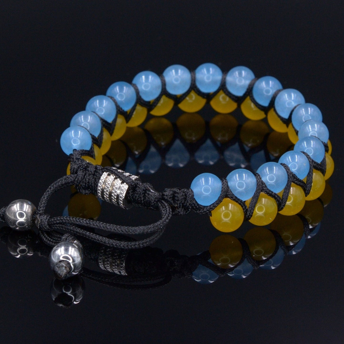 Stand with Ukraine bracelet - Ukrainian Flag Bracelet - Men's Agate Double Row Macrame Bracelet - Support Ukraine Bracelet - Shamballa Bracelet - Birthstone Bracelet - Gemstone Bracelet Men - Chakra Bracelet - Macrame Bracelet - Healing Bracelet - Valinde - Shamballa Bracelet - Birthstone Bracelet - Gemstone Bracelet Men - Chakra Bracelet - Macrame Bracelet - Healing Bracelet - Valinde