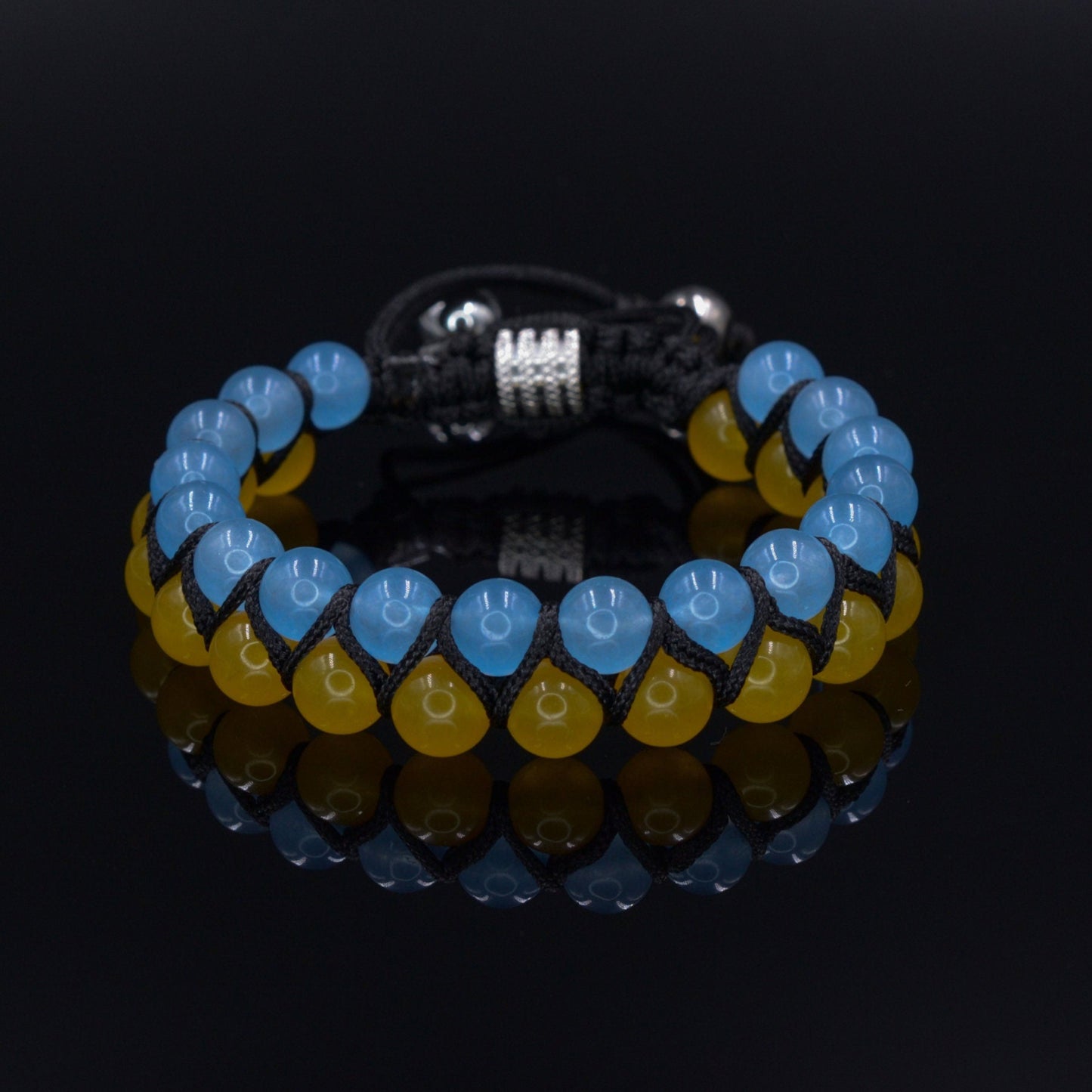 Stand with Ukraine bracelet - Ukrainian Flag Bracelet - Men's Agate Double Row Macrame Bracelet - Support Ukraine Bracelet - Shamballa Bracelet - Birthstone Bracelet - Gemstone Bracelet Men - Chakra Bracelet - Macrame Bracelet - Healing Bracelet - Valinde - Shamballa Bracelet - Birthstone Bracelet - Gemstone Bracelet Men - Chakra Bracelet - Macrame Bracelet - Healing Bracelet - Valinde