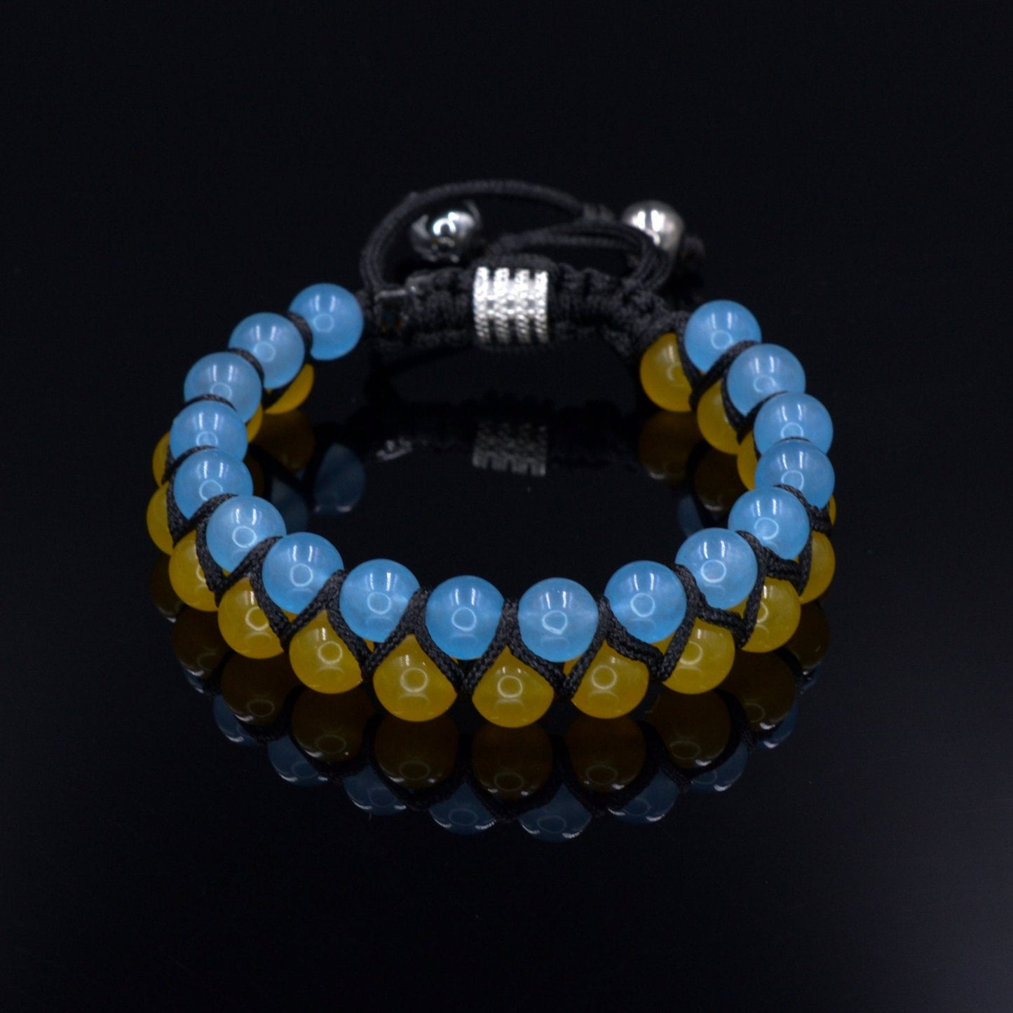 Stand with Ukraine bracelet - Ukrainian Flag Bracelet - Men's Agate Double Row Macrame Bracelet - Support Ukraine Bracelet - Shamballa Bracelet - Birthstone Bracelet - Gemstone Bracelet Men - Chakra Bracelet - Macrame Bracelet - Healing Bracelet - Valinde - Shamballa Bracelet - Birthstone Bracelet - Gemstone Bracelet Men - Chakra Bracelet - Macrame Bracelet - Healing Bracelet - Valinde