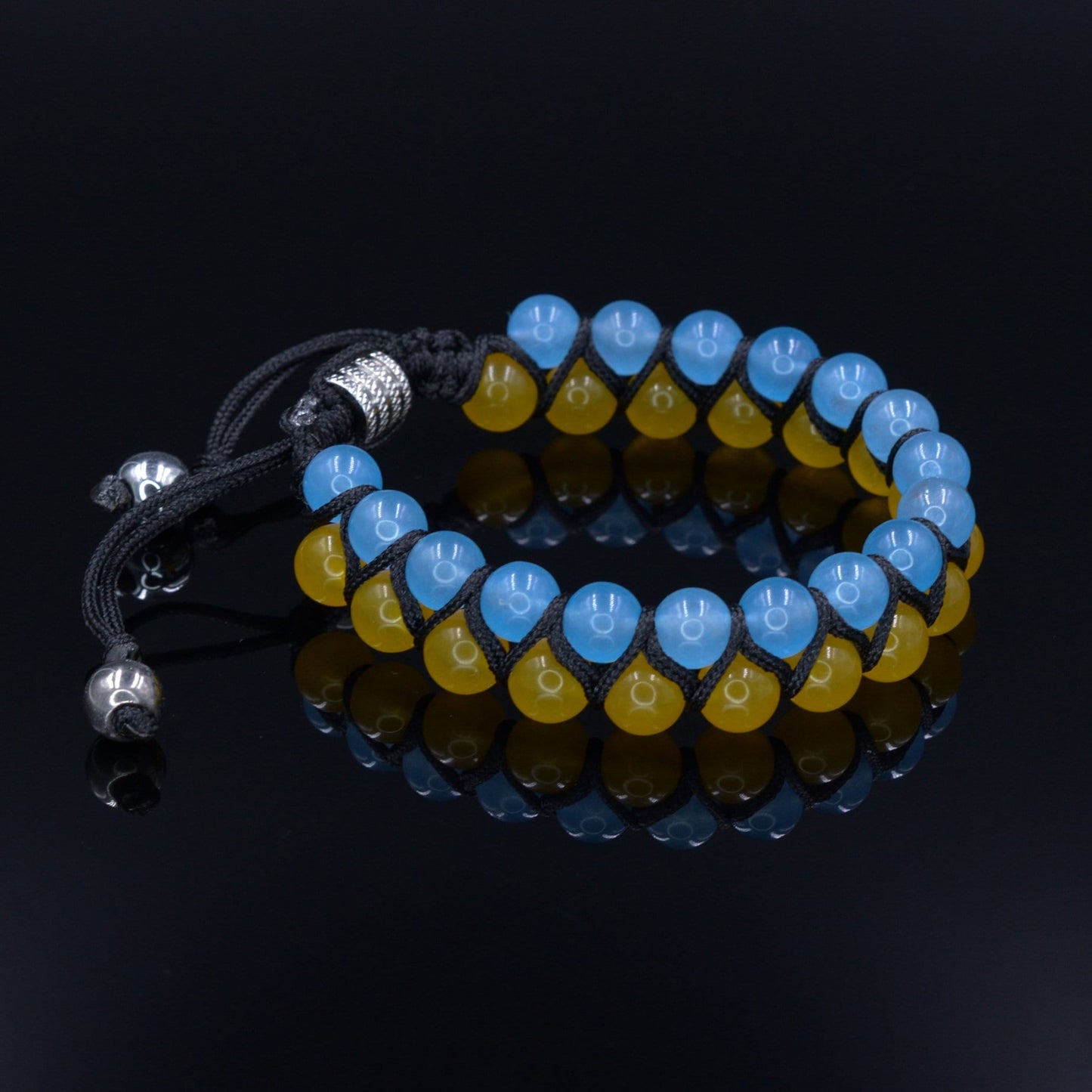Stand with Ukraine bracelet - Ukrainian Flag Bracelet - Men's Agate Double Row Macrame Bracelet - Support Ukraine Bracelet - Shamballa Bracelet - Birthstone Bracelet - Gemstone Bracelet Men - Chakra Bracelet - Macrame Bracelet - Healing Bracelet - Valinde - Shamballa Bracelet - Birthstone Bracelet - Gemstone Bracelet Men - Chakra Bracelet - Macrame Bracelet - Healing Bracelet - Valinde