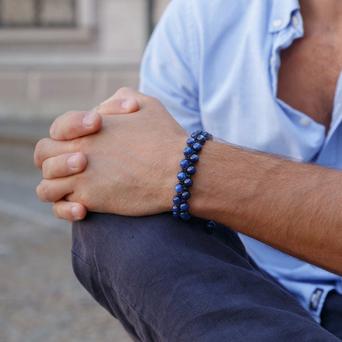 Genuine Kyanite Bracelet - Men's Double Row Crystal Adjustable Bracelet - Gift for Men - Blue Kyanite Bracelet - Men's Christmas Gift- Shamballa Bracelet - Birthstone Bracelet - Gemstone Bracelet Men - Chakra Bracelet - Macrame Bracelet - Healing Bracelet - Valinde - Shamballa Bracelet - Birthstone Bracelet - Gemstone Bracelet Men - Chakra Bracelet - Macrame Bracelet - Healing Bracelet - Valinde