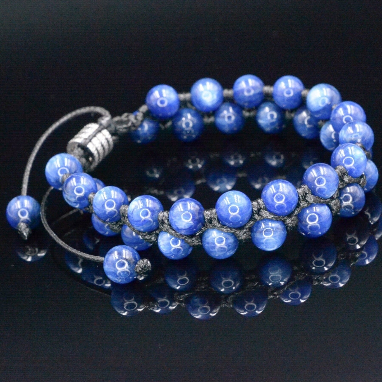 Genuine Kyanite Bracelet - Men's Double Row Crystal Adjustable Bracelet - Gift for Men - Blue Kyanite Bracelet - Men's Christmas Gift- Shamballa Bracelet - Birthstone Bracelet - Gemstone Bracelet Men - Chakra Bracelet - Macrame Bracelet - Healing Bracelet - Valinde - Shamballa Bracelet - Birthstone Bracelet - Gemstone Bracelet Men - Chakra Bracelet - Macrame Bracelet - Healing Bracelet - Valinde