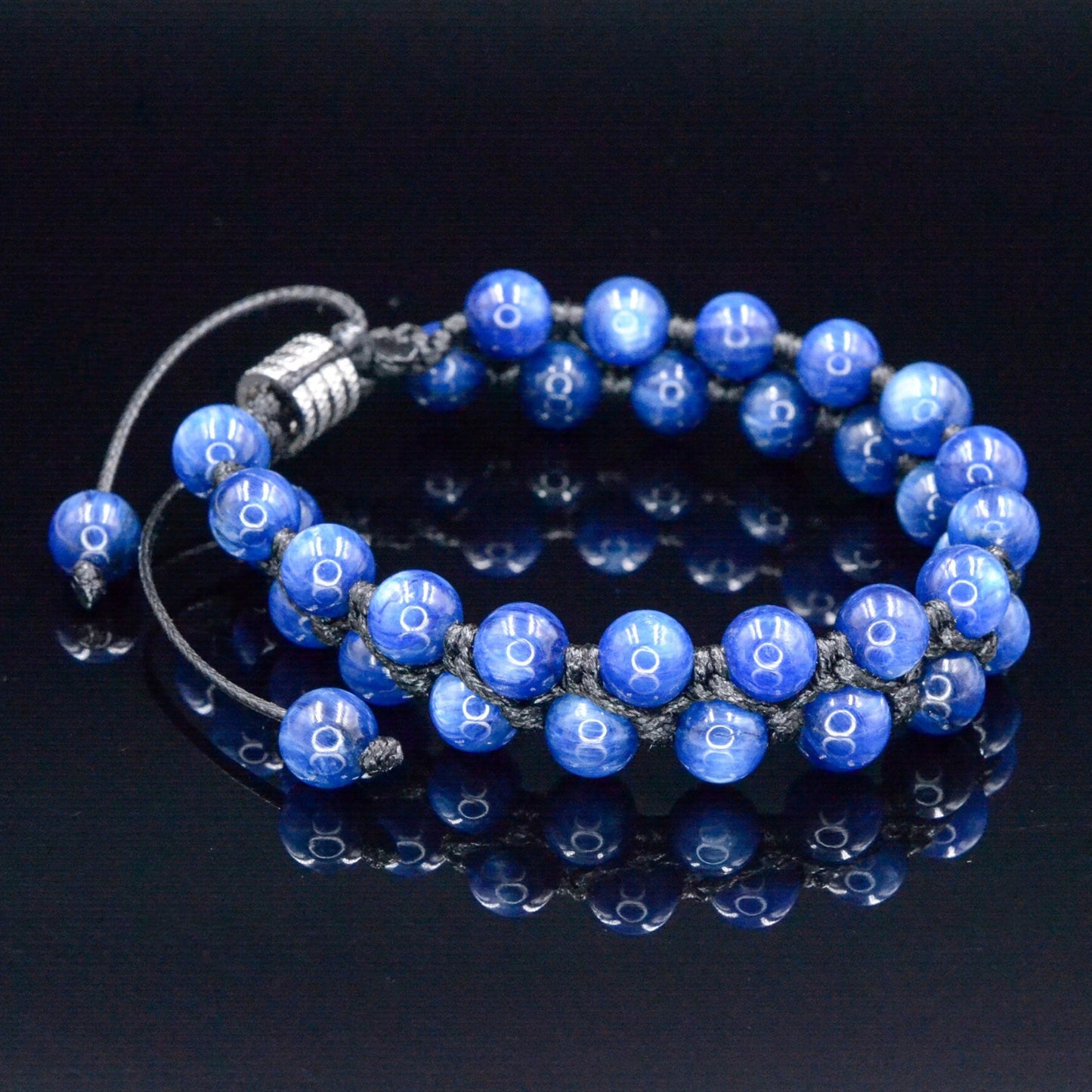 Genuine Kyanite Bracelet - Men's Double Row Crystal Adjustable Bracelet - Gift for Men - Blue Kyanite Bracelet - Men's Christmas Gift- Shamballa Bracelet - Birthstone Bracelet - Gemstone Bracelet Men - Chakra Bracelet - Macrame Bracelet - Healing Bracelet - Valinde - Shamballa Bracelet - Birthstone Bracelet - Gemstone Bracelet Men - Chakra Bracelet - Macrame Bracelet - Healing Bracelet - Valinde