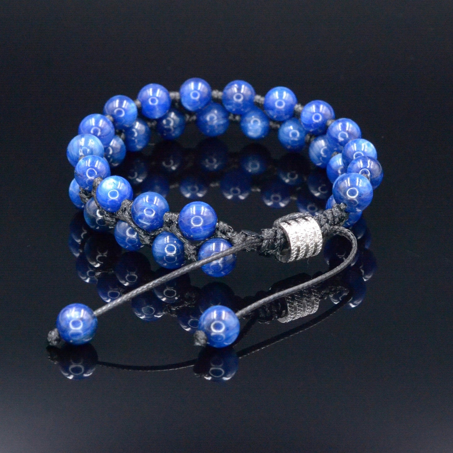 Genuine Kyanite Bracelet - Men's Double Row Crystal Adjustable Bracelet - Gift for Men - Blue Kyanite Bracelet - Men's Christmas Gift- Shamballa Bracelet - Birthstone Bracelet - Gemstone Bracelet Men - Chakra Bracelet - Macrame Bracelet - Healing Bracelet - Valinde - Shamballa Bracelet - Birthstone Bracelet - Gemstone Bracelet Men - Chakra Bracelet - Macrame Bracelet - Healing Bracelet - Valinde