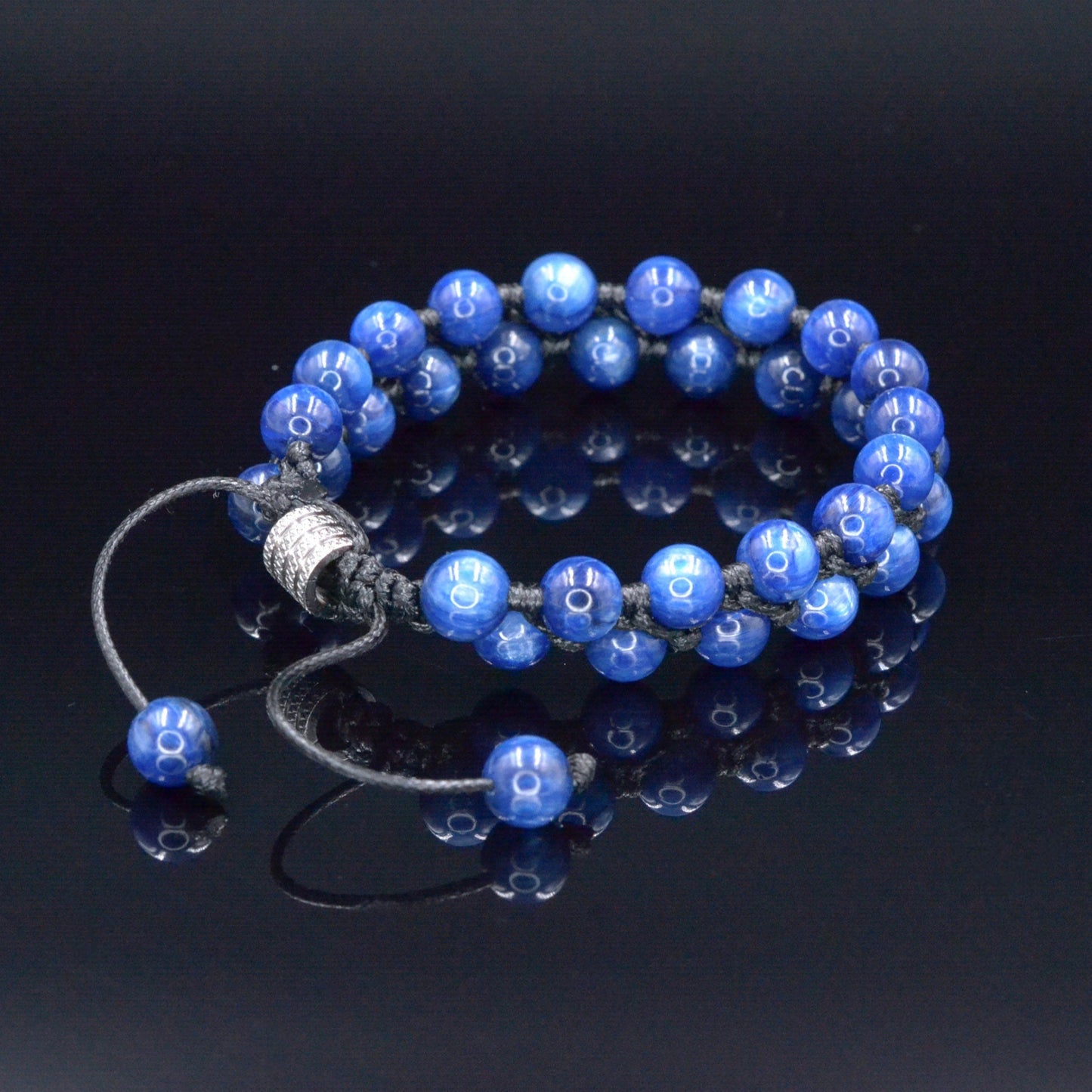 Genuine Kyanite Bracelet - Men's Double Row Crystal Adjustable Bracelet - Gift for Men - Blue Kyanite Bracelet - Men's Christmas Gift- Shamballa Bracelet - Birthstone Bracelet - Gemstone Bracelet Men - Chakra Bracelet - Macrame Bracelet - Healing Bracelet - Valinde - Shamballa Bracelet - Birthstone Bracelet - Gemstone Bracelet Men - Chakra Bracelet - Macrame Bracelet - Healing Bracelet - Valinde