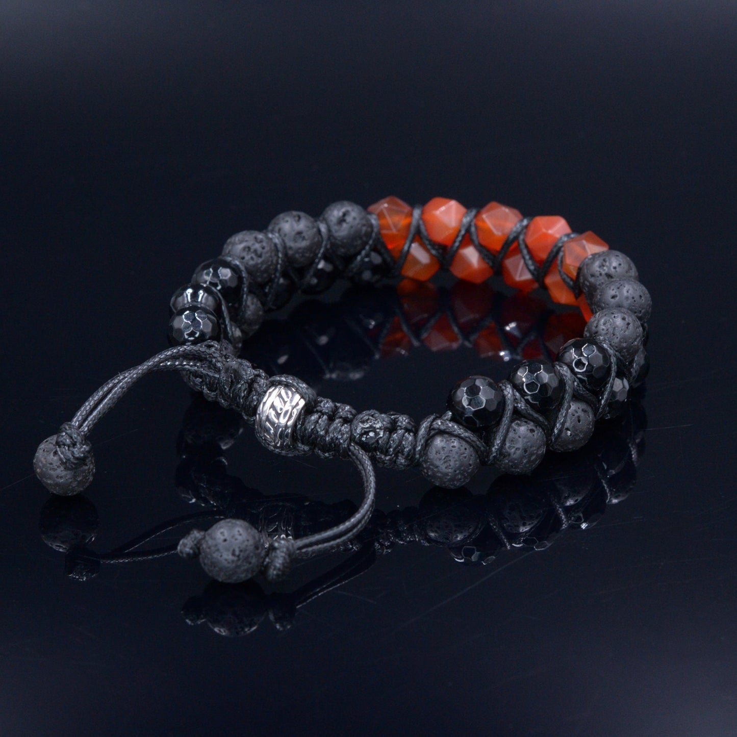 Men's Fire Agate Double Bracelet - Lava Stone Beaded Bracelet - Double Row Bracelet - Gift for Men - Two Rows Bracelet for Men - Shamballa Bracelet - Birthstone Bracelet - Gemstone Bracelet Men - Chakra Bracelet - Macrame Bracelet - Healing Bracelet - Valinde - Shamballa Bracelet - Birthstone Bracelet - Gemstone Bracelet Men - Chakra Bracelet - Macrame Bracelet - Healing Bracelet - Valinde