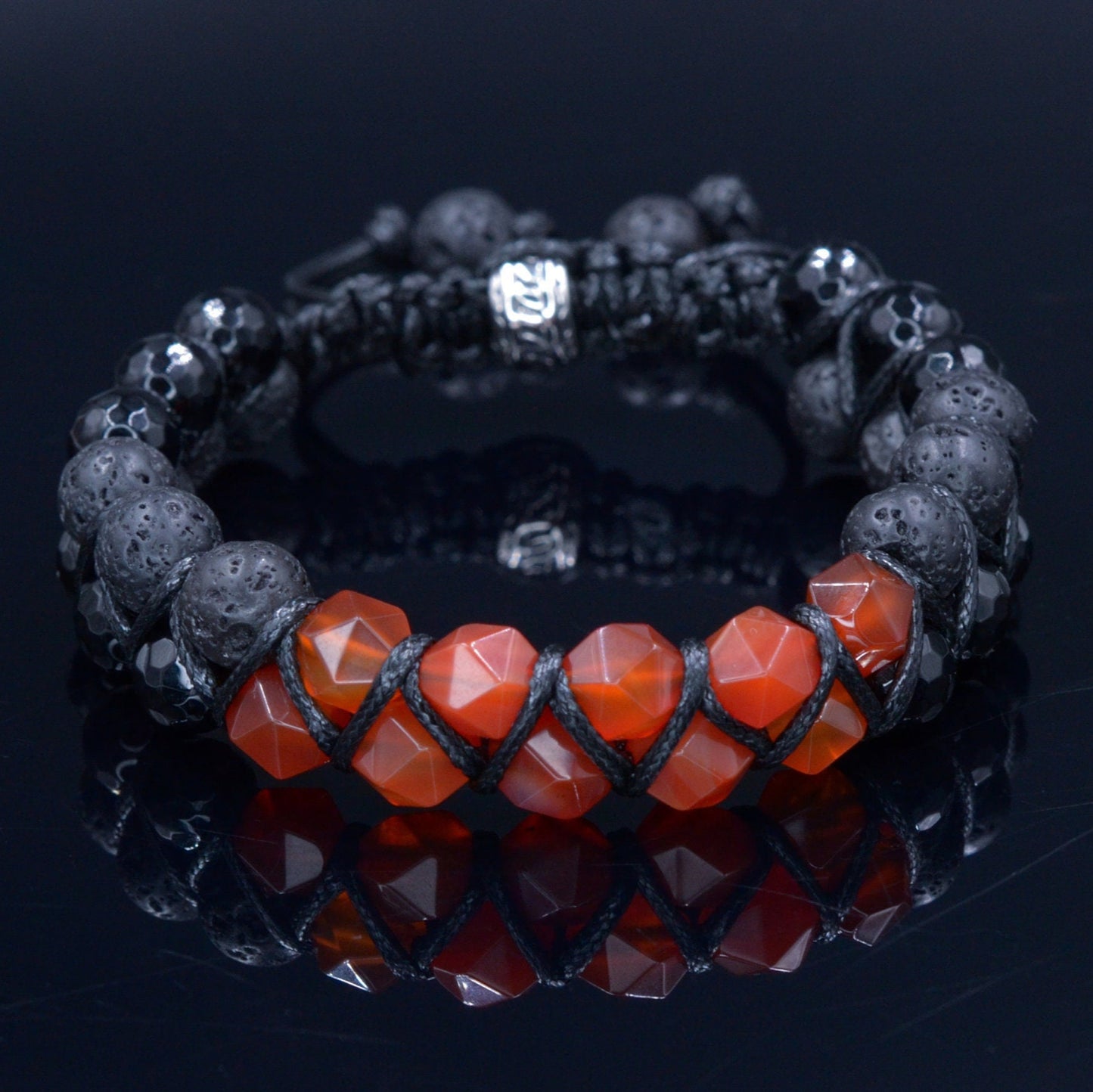 Men's Fire Agate Double Bracelet - Lava Stone Beaded Bracelet - Double Row Bracelet - Gift for Men - Two Rows Bracelet for Men - Shamballa Bracelet - Birthstone Bracelet - Gemstone Bracelet Men - Chakra Bracelet - Macrame Bracelet - Healing Bracelet - Valinde - Shamballa Bracelet - Birthstone Bracelet - Gemstone Bracelet Men - Chakra Bracelet - Macrame Bracelet - Healing Bracelet - Valinde