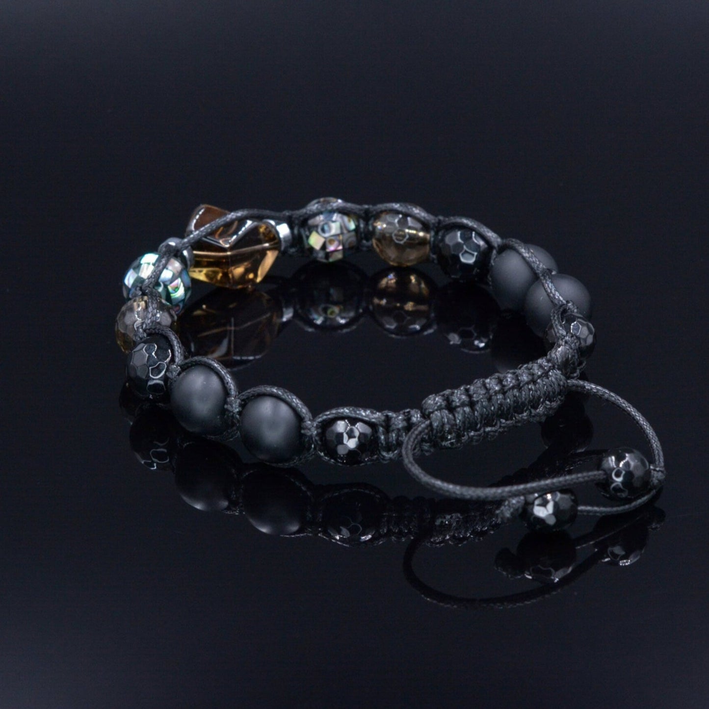 Men's Abalone Shell Bracelet Smoky Quartz Bracelet Exclusive Gemstone Bracelet Black Agate Bracelet Luxury Bracelet Crystal Bracelet For Men - Shamballa Bracelet - Birthstone Bracelet - Gemstone Bracelet Men - Chakra Bracelet - Macrame Bracelet - Healing Bracelet - Valinde
