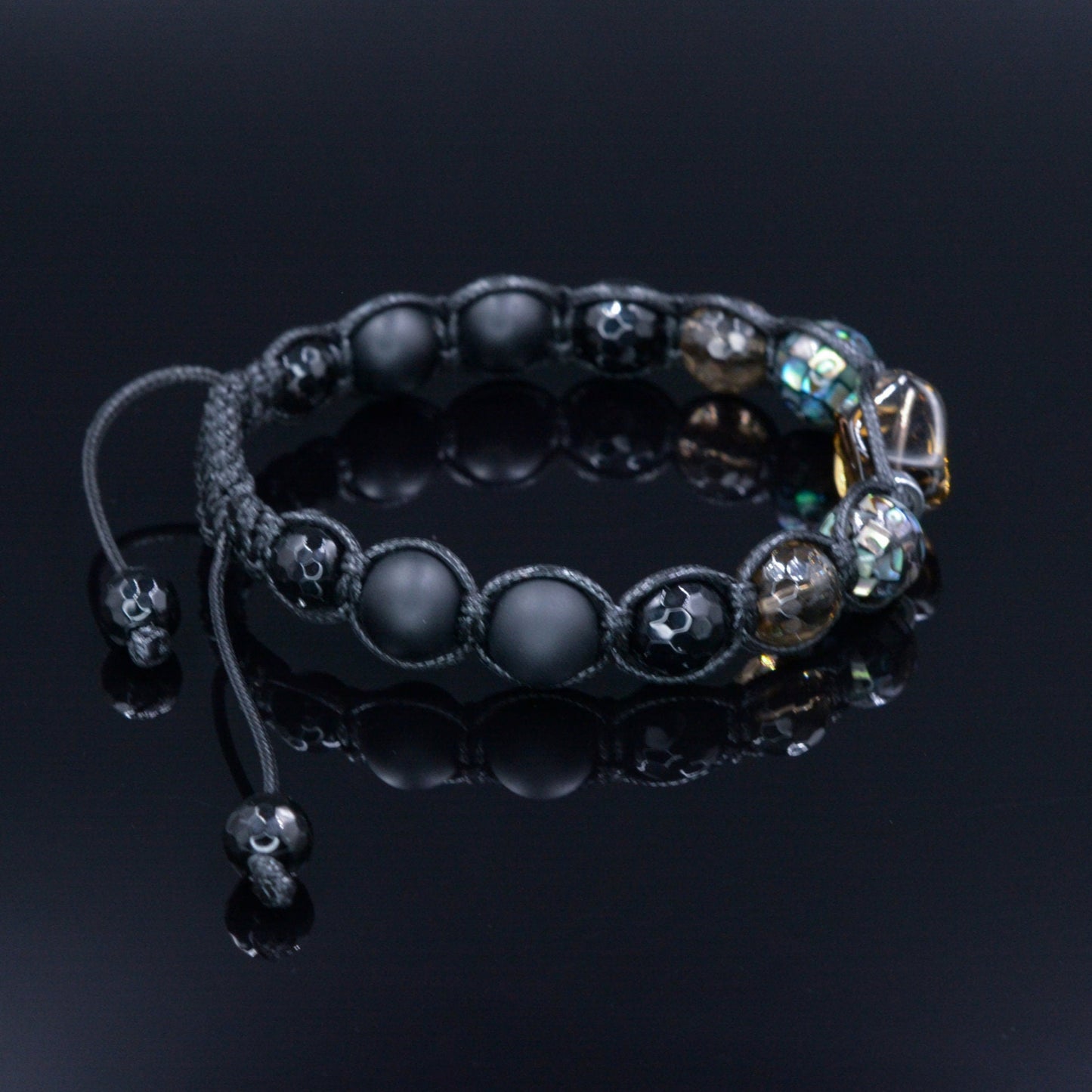 Men's Abalone Shell Bracelet Smoky Quartz Bracelet Exclusive Gemstone Bracelet Black Agate Bracelet Luxury Bracelet Crystal Bracelet For Men - Shamballa Bracelet - Birthstone Bracelet - Gemstone Bracelet Men - Chakra Bracelet - Macrame Bracelet - Healing Bracelet - Valinde