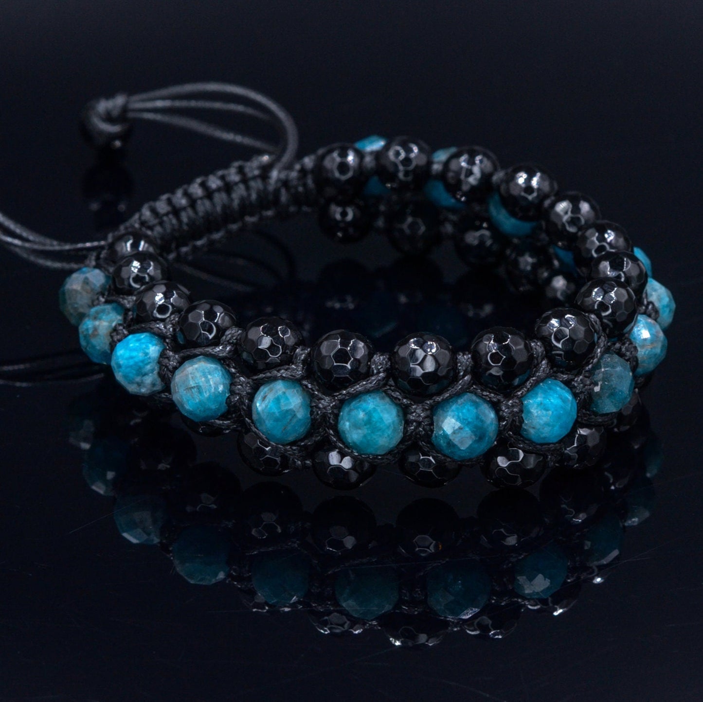 Apatite Bracelet Men / 3 Rows Bracelet / Macrame Bracelet / Men's Agate Bracelet / Blue Apatite Bracelet / Crystal Bracelet / Gift for Men - Shamballa Bracelet - Birthstone Bracelet - Gemstone Bracelet Men - Chakra Bracelet - Macrame Bracelet - Healing Bracelet - Valinde