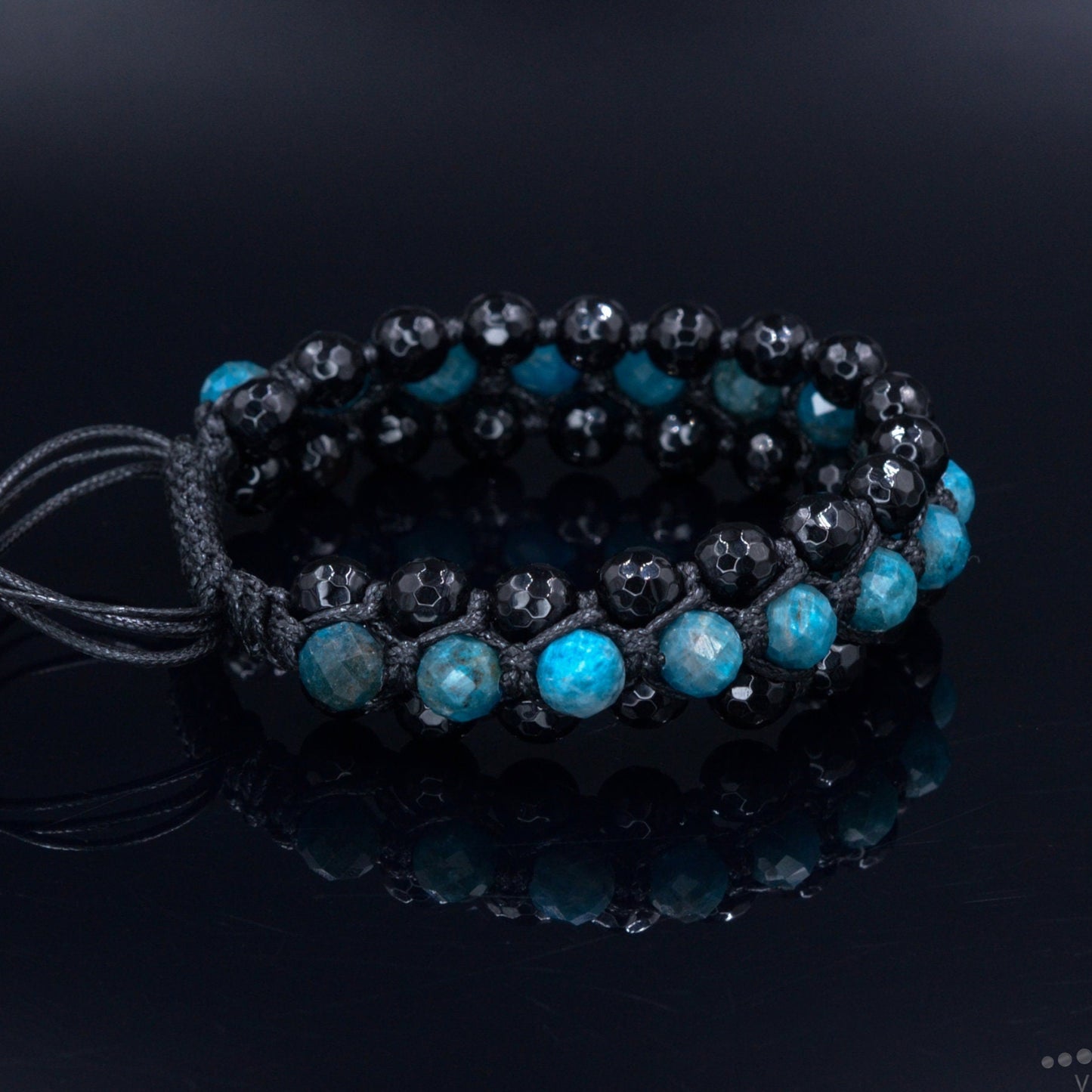 Apatite Bracelet Men / 3 Rows Bracelet / Macrame Bracelet / Men's Agate Bracelet / Blue Apatite Bracelet / Crystal Bracelet / Gift for Men - Shamballa Bracelet - Birthstone Bracelet - Gemstone Bracelet Men - Chakra Bracelet - Macrame Bracelet - Healing Bracelet - Valinde