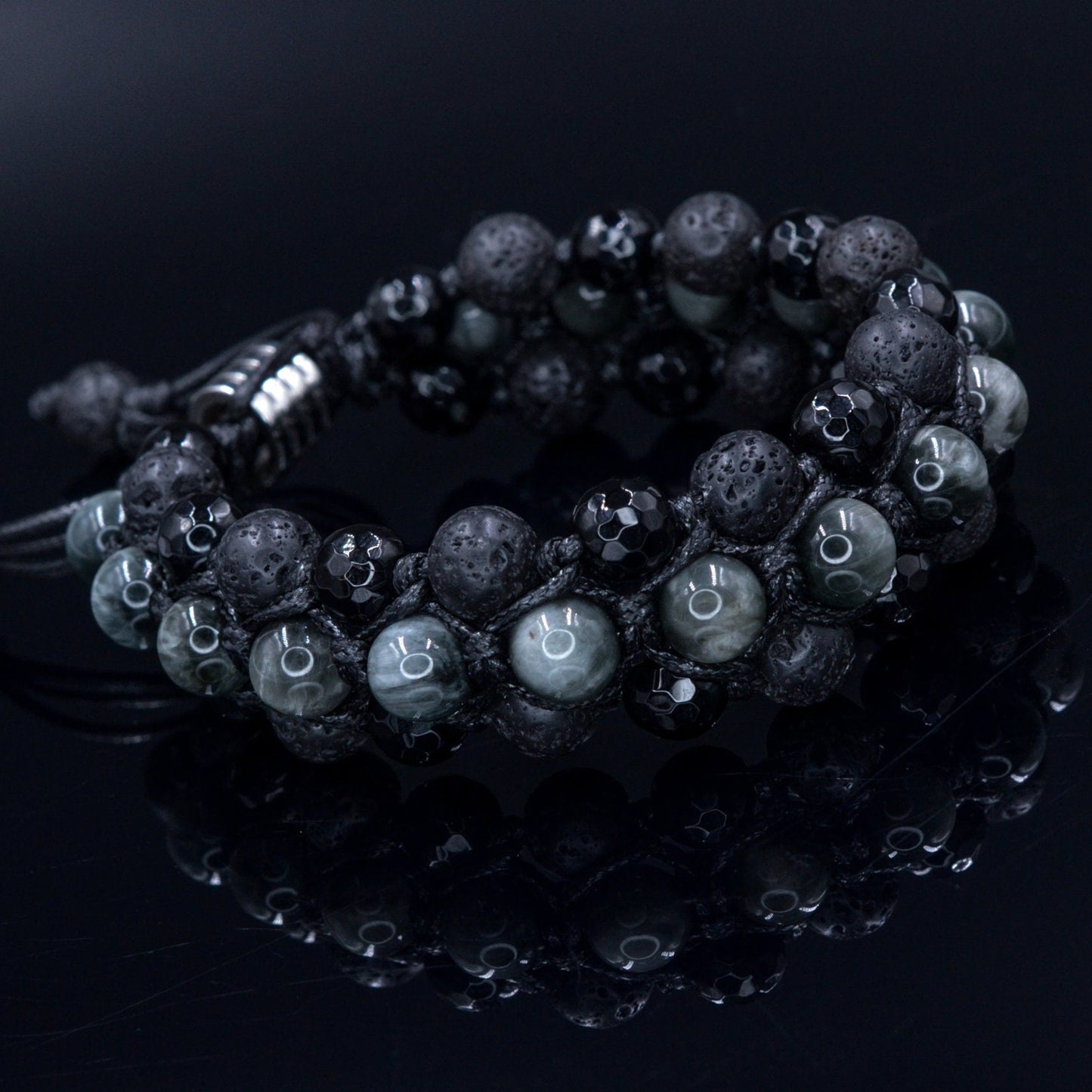 Hawk's Eye Triple Row Bracelet Men's Lava Stone Bracelet Hawk Eye Crystal Bracelet Agate Bracelet Macrame Adjustable Bracelet Gift for Men - Shamballa Bracelet - Birthstone Bracelet - Gemstone Bracelet Men - Chakra Bracelet - Macrame Bracelet - Healing Bracelet - Valinde