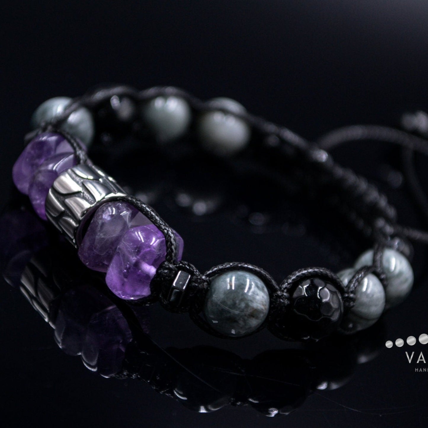 Men's Amethyst Bracelet Steel Bead Bracelet Hawk's Eye Gemstone Bracelet Gift for Men Stone Bracelet Adjustable Macrame Crystal Bracelet- Shamballa Bracelet - Mantra Bracelet - Yoga Bracelet - Birthstone Bracelet - Gemstone Bracelet Men - Chakra Bracelet - Macrame Bracelet - Healing Bracelet - Gift for Father - Gift For Men - Valinde