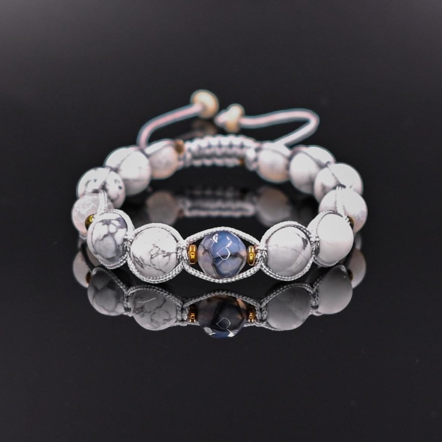 Men's Howlite Bracelet Beaded Bracelet Frost Agate Bracelet White Bracelet Gemstone Bracelet Men's Gift Macrame Bracelet Agate Bracelet - Shamballa Bracelet - Mantra Bracelet - Birthstone Bracelet - Gemstone Bracelet Men - Chakra Bracelet - Macrame Bracelet - Healing Bracelet - Valinde
