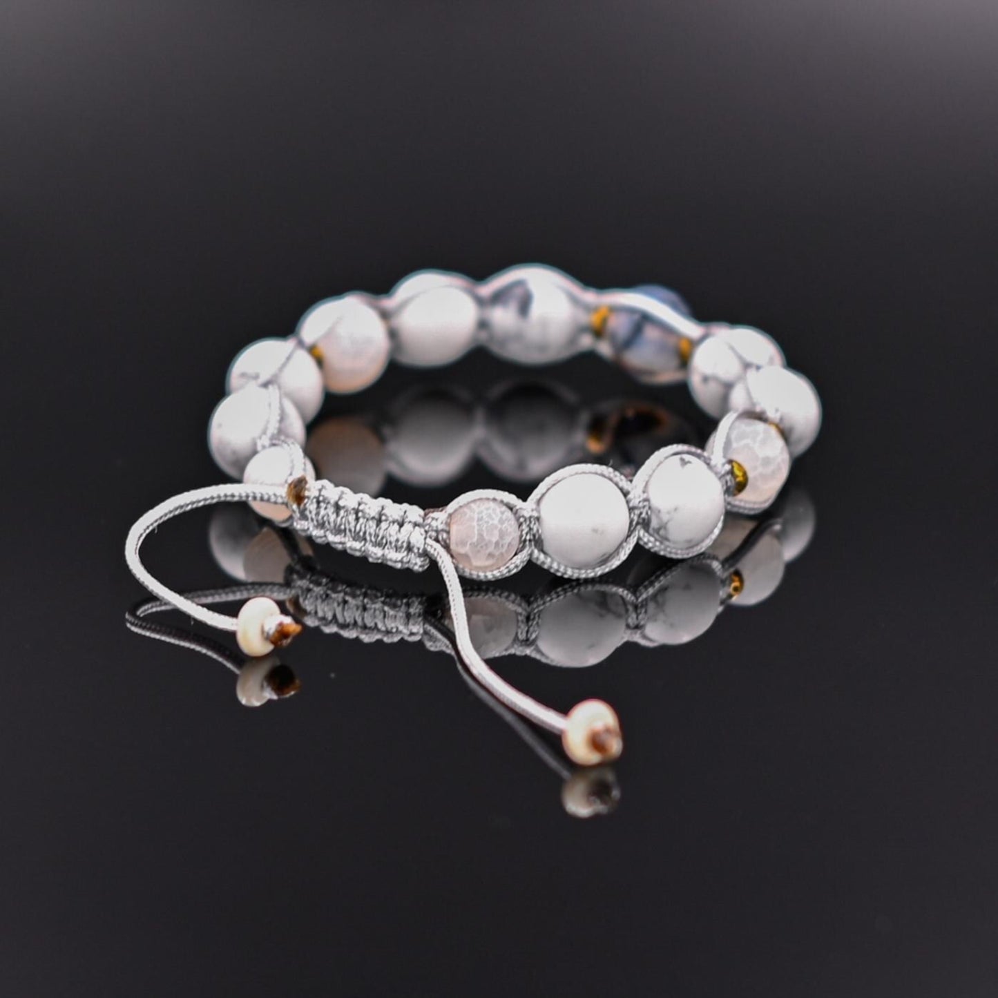 Men's Howlite Bracelet Beaded Bracelet Frost Agate Bracelet White Bracelet Gemstone Bracelet Men's Gift Macrame Bracelet Agate Bracelet - Shamballa Bracelet - Mantra Bracelet - Birthstone Bracelet - Gemstone Bracelet Men - Chakra Bracelet - Macrame Bracelet - Healing Bracelet - Valinde