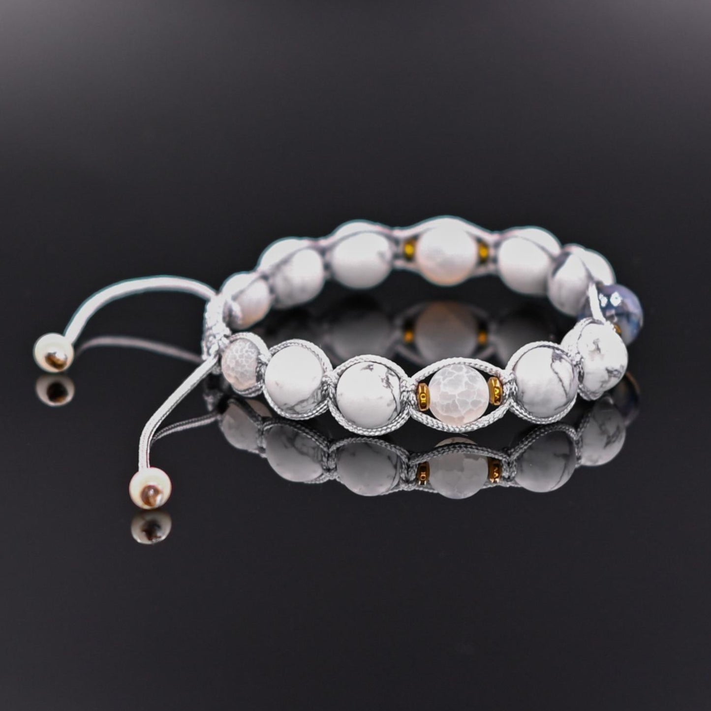 Men's Howlite Bracelet Beaded Bracelet Frost Agate Bracelet White Bracelet Gemstone Bracelet Men's Gift Macrame Bracelet Agate Bracelet - Shamballa Bracelet - Mantra Bracelet - Birthstone Bracelet - Gemstone Bracelet Men - Chakra Bracelet - Macrame Bracelet - Healing Bracelet - Valinde