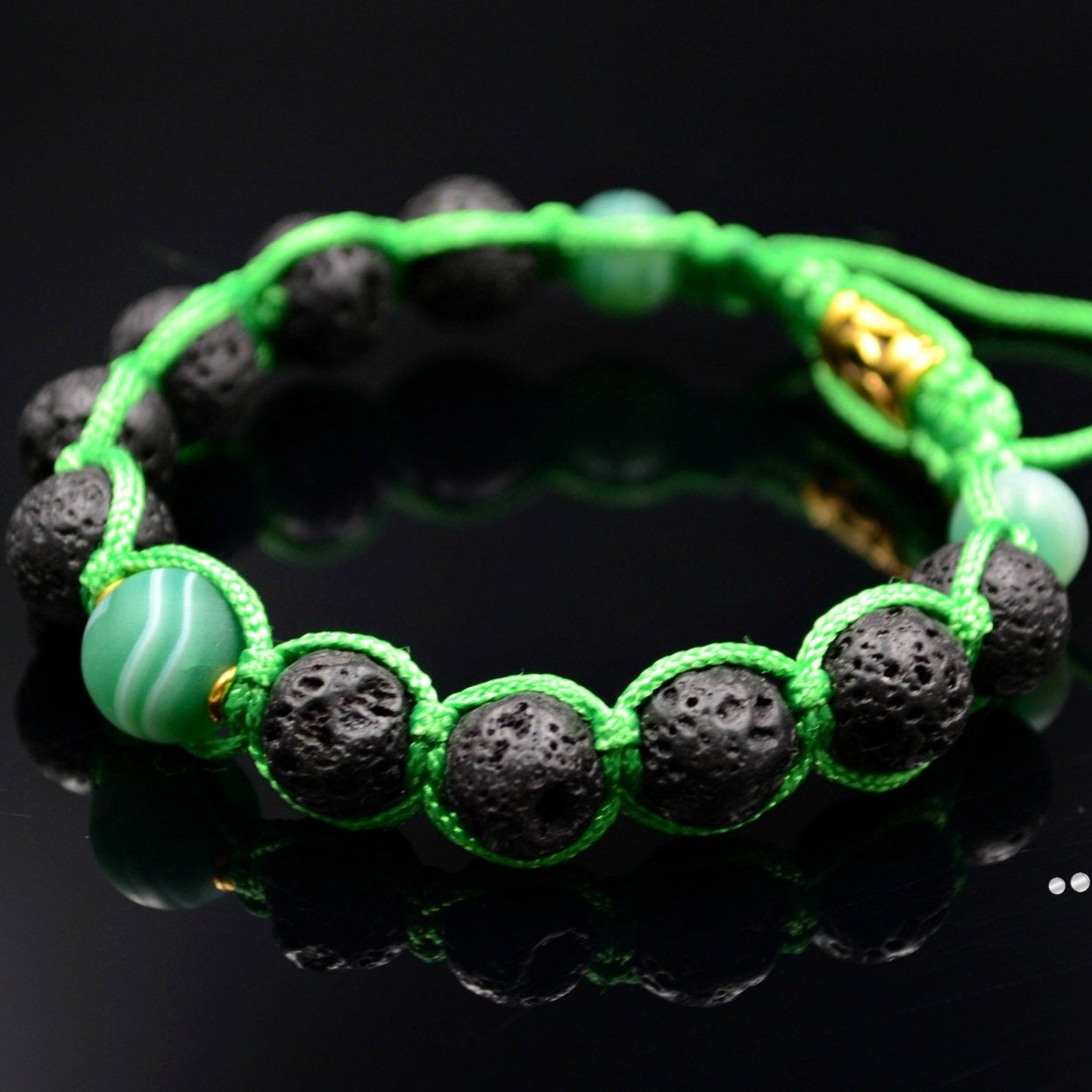 Men's Green Cord Bracelet Lava Stone Bracelet Summer Bracelet Gift for Men Adjustable Stone Bracelet Macrame Bead Bracelet Gemstone Bracelet - Shamballa Bracelet - Mantra Bracelet - Yoga Bracelet - Birthstone Bracelet - Gemstone Bracelet Men - Chakra Bracelet - Macrame Bracelet - Healing Bracelet - Gift for Father - Gift For Men - Valinde