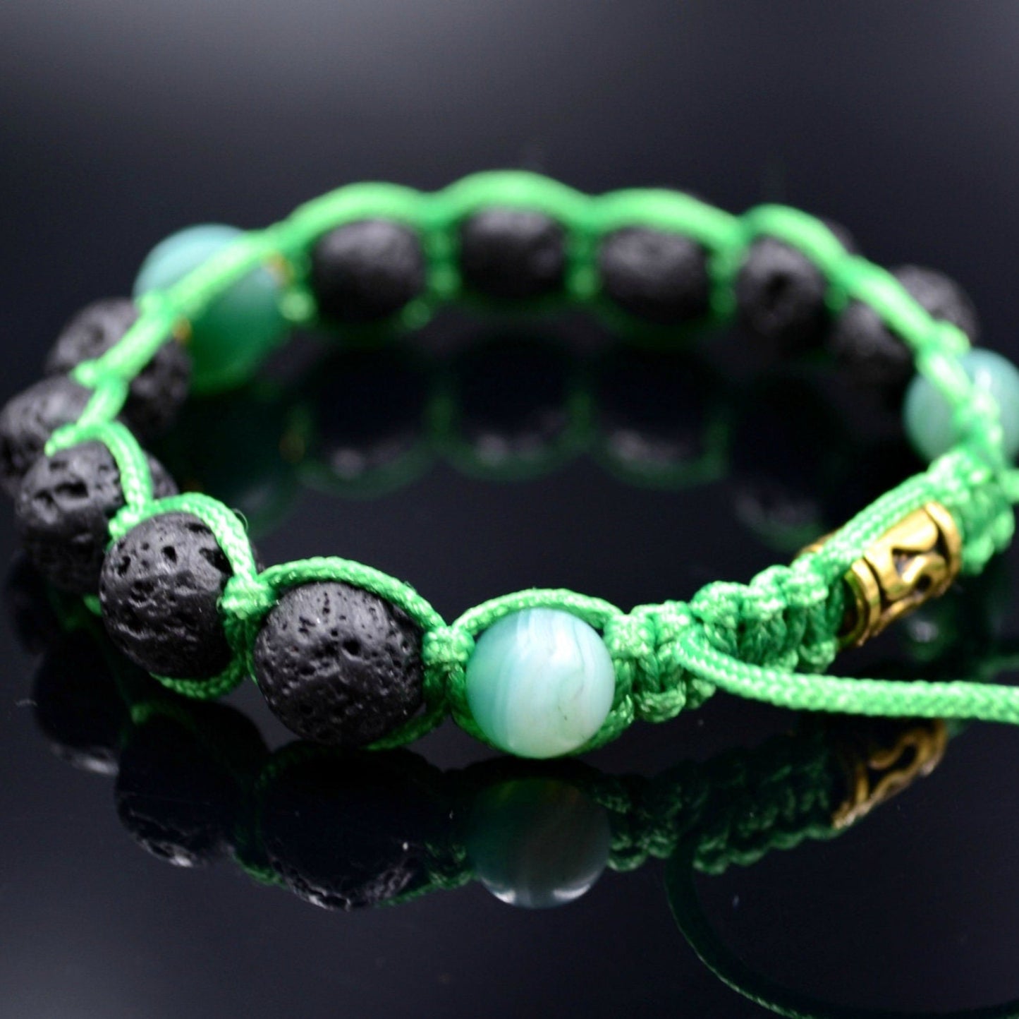 Men's Green Cord Bracelet Lava Stone Bracelet Summer Bracelet Gift for Men Adjustable Stone Bracelet Macrame Bead Bracelet Gemstone Bracelet - Shamballa Bracelet - Mantra Bracelet - Yoga Bracelet - Birthstone Bracelet - Gemstone Bracelet Men - Chakra Bracelet - Macrame Bracelet - Healing Bracelet - Gift for Father - Gift For Men - Valinde