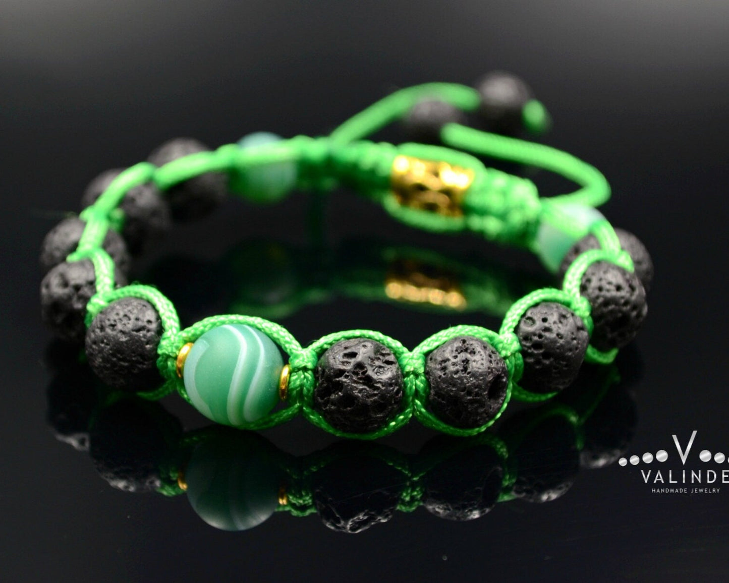Men's Green Cord Bracelet Lava Stone Bracelet Summer Bracelet Gift for Men Adjustable Stone Bracelet Macrame Bead Bracelet Gemstone Bracelet - Shamballa Bracelet - Mantra Bracelet - Yoga Bracelet - Birthstone Bracelet - Gemstone Bracelet Men - Chakra Bracelet - Macrame Bracelet - Healing Bracelet - Gift for Father - Gift For Men - Valinde