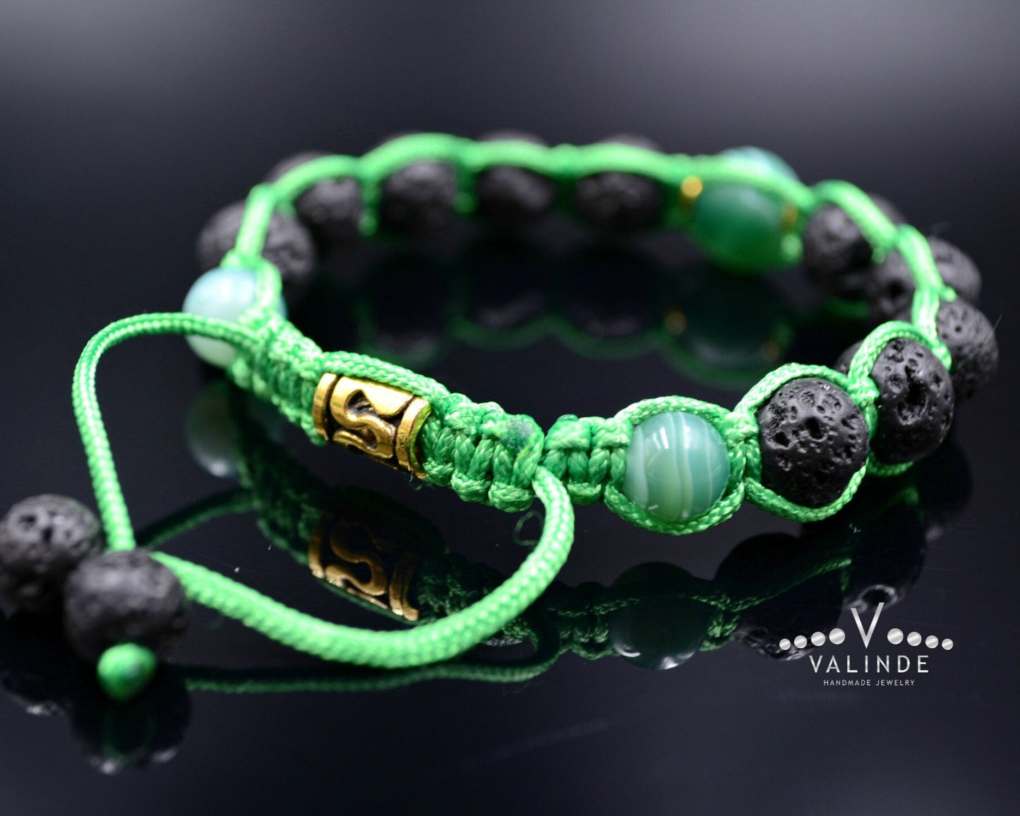 Men's Green Cord Bracelet Lava Stone Bracelet Summer Bracelet Gift for Men Adjustable Stone Bracelet Macrame Bead Bracelet Gemstone Bracelet - Shamballa Bracelet - Mantra Bracelet - Yoga Bracelet - Birthstone Bracelet - Gemstone Bracelet Men - Chakra Bracelet - Macrame Bracelet - Healing Bracelet - Gift for Father - Gift For Men - Valinde