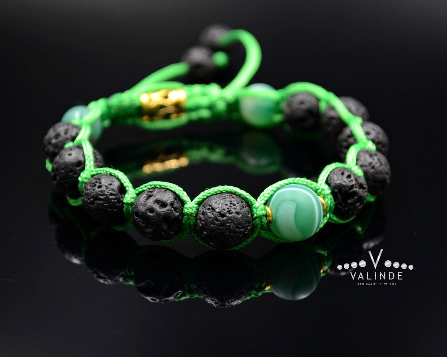 Men's Green Cord Bracelet Lava Stone Bracelet Summer Bracelet Gift for Men Adjustable Stone Bracelet Macrame Bead Bracelet Gemstone Bracelet - Shamballa Bracelet - Mantra Bracelet - Yoga Bracelet - Birthstone Bracelet - Gemstone Bracelet Men - Chakra Bracelet - Macrame Bracelet - Healing Bracelet - Gift for Father - Gift For Men - Valinde
