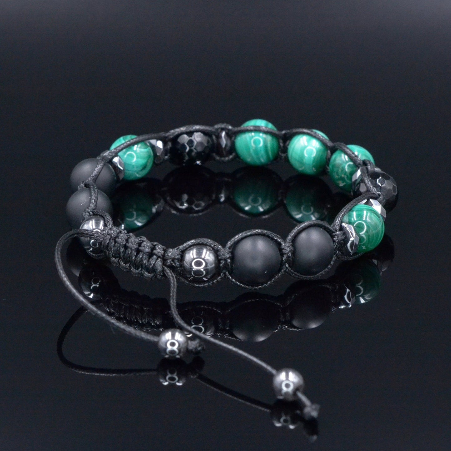 Malachite Bracelet for Men - Men's Black Onyx Braided Bracelet - Gift for Men - Adjustable Macrame Crystal Bracelet - Christmas Gift- Shamballa Bracelet - Birthstone Bracelet - Gemstone Bracelet Men - Chakra Bracelet - Macrame Bracelet - Healing Bracelet - Valinde - Shamballa Bracelet - Birthstone Bracelet - Gemstone Bracelet Men - Chakra Bracelet - Macrame Bracelet - Healing Bracelet - Valinde