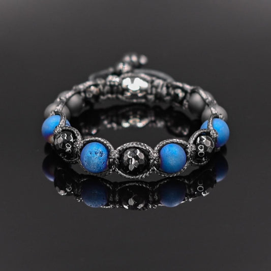 Men's Black Faceted Agate Bracelet Druzy Agate Bracelet Gemstone Onyx Bracelet Stone Bead Bracelet Black Onyx Beaded Bracelet Gift For Men - Shamballa Bracelet - Mantra Bracelet  -  Yoga Bracelet -  Birthstone Bracelet - Gemstone Bracelet Men - Chakra Bracelet - Macrame Bracelet - Healing Bracelet - Gift for Father - Gift For Men - Valinde