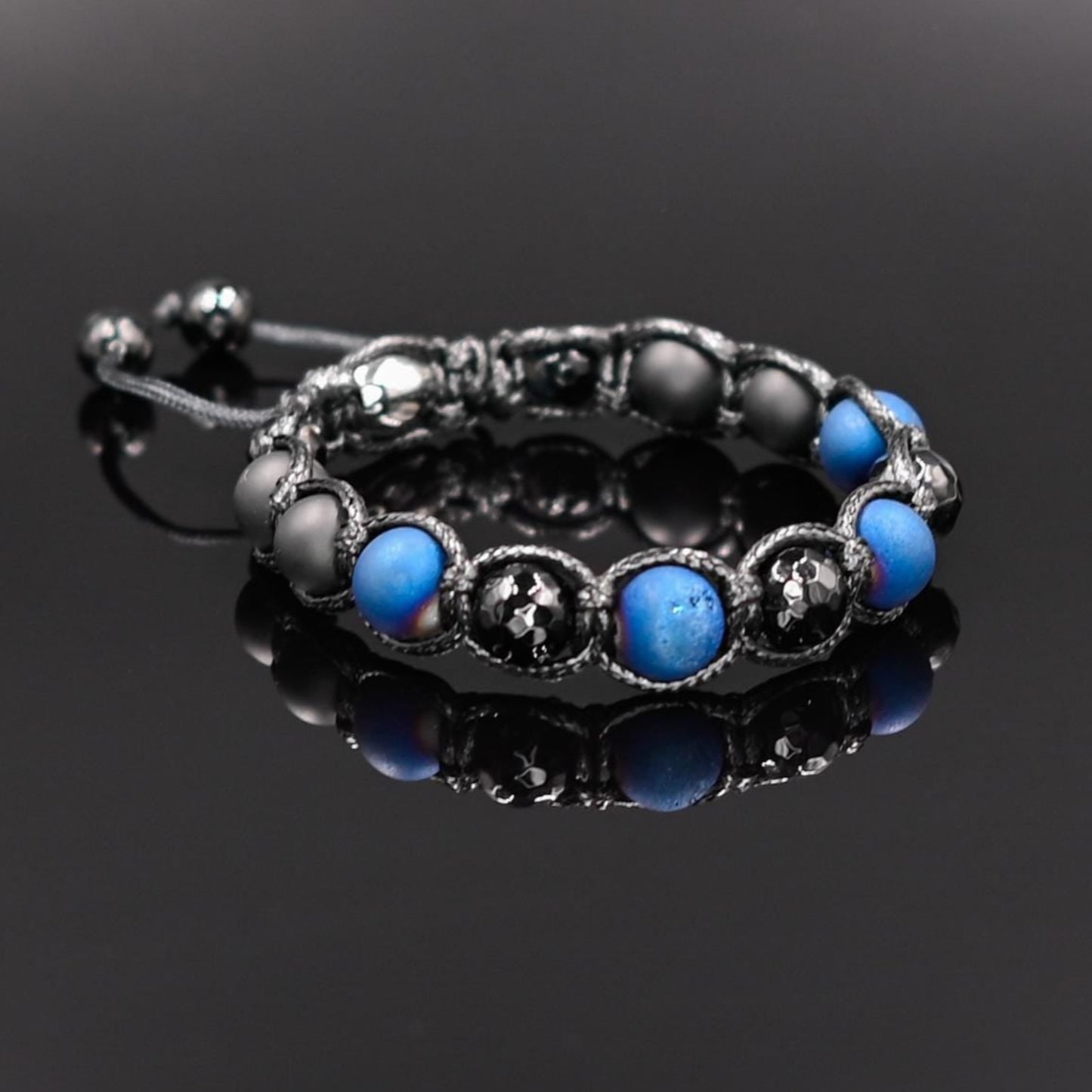Men's Black Faceted Agate Bracelet Druzy Agate Bracelet Gemstone Onyx Bracelet Stone Bead Bracelet Black Onyx Beaded Bracelet Gift For Men - Shamballa Bracelet - Mantra Bracelet - Yoga Bracelet - Birthstone Bracelet - Gemstone Bracelet Men - Chakra Bracelet - Macrame Bracelet - Healing Bracelet - Gift for Father - Gift For Men - Valinde