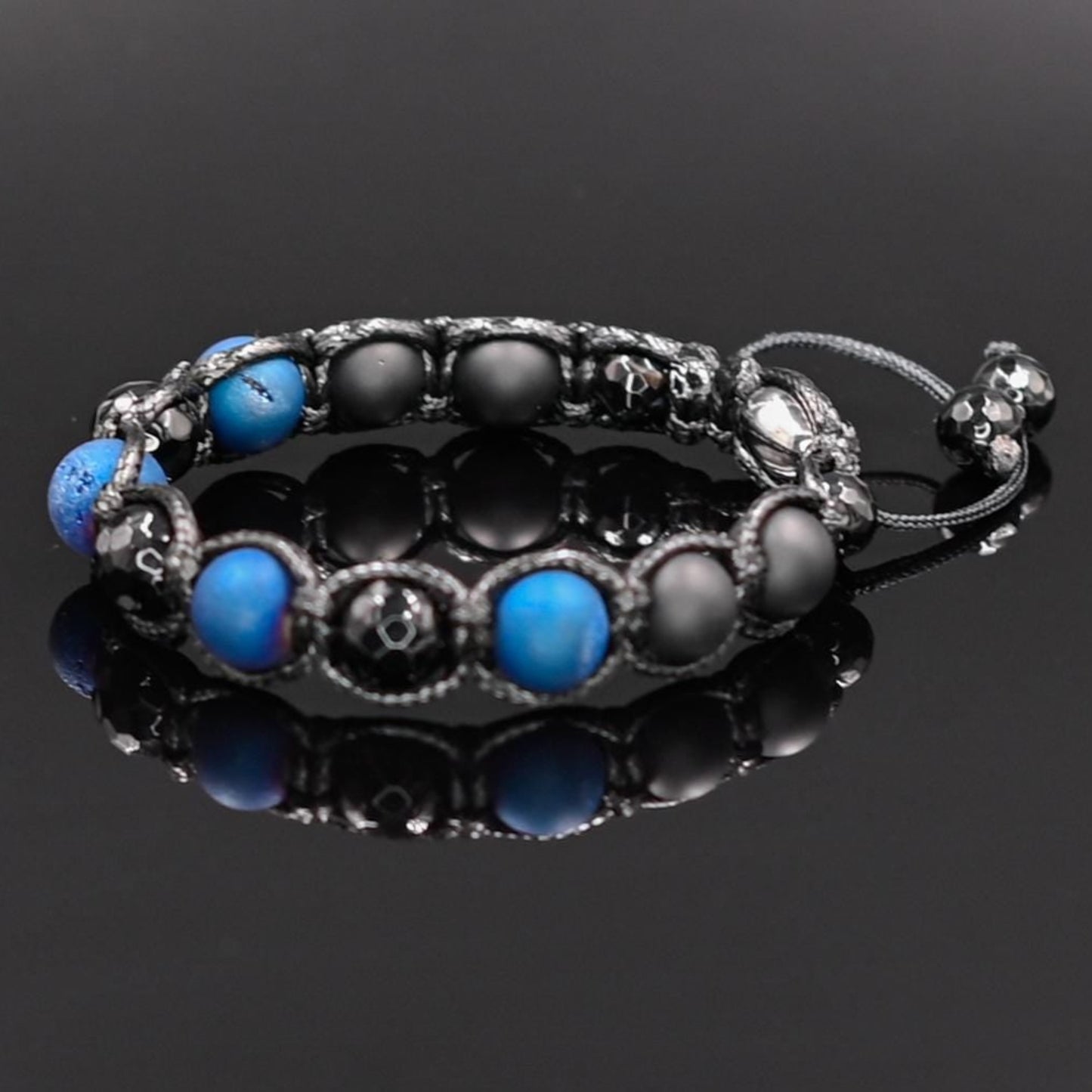 Men's Black Faceted Agate Bracelet Druzy Agate Bracelet Gemstone Onyx Bracelet Stone Bead Bracelet Black Onyx Beaded Bracelet Gift For Men - Shamballa Bracelet - Mantra Bracelet - Yoga Bracelet - Birthstone Bracelet - Gemstone Bracelet Men - Chakra Bracelet - Macrame Bracelet - Healing Bracelet - Gift for Father - Gift For Men - Valinde