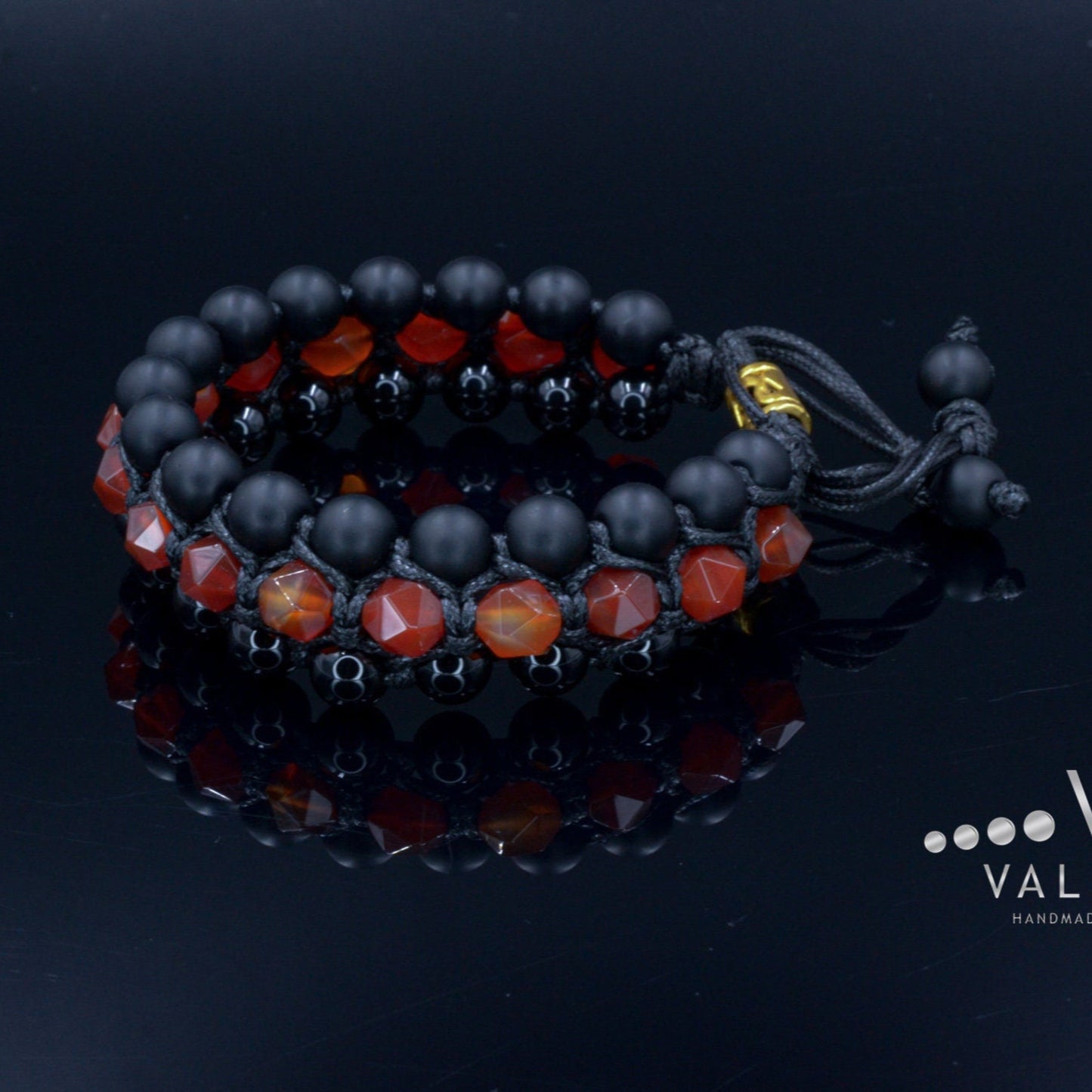 Men's Fire Agate Bracelet 3 Row Bracelet Macrame Beaded Bracelet Black Onyx Stone Bracelet Crystal Jewelry Gemstone Beads Bracelet - Shamballa Bracelet - Birthstone Bracelet - Gemstone Bracelet Men - Chakra Bracelet - Macrame Bracelet - Healing Bracelet - Valinde