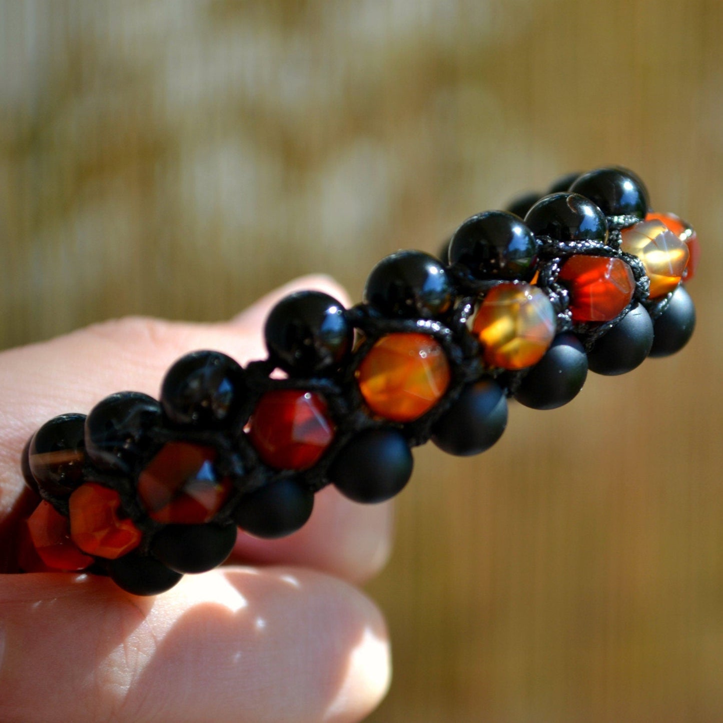 Men's Fire Agate Bracelet 3 Row Bracelet Macrame Beaded Bracelet Black Onyx Stone Bracelet Crystal Jewelry Gemstone Beads Bracelet - Shamballa Bracelet - Birthstone Bracelet - Gemstone Bracelet Men - Chakra Bracelet - Macrame Bracelet - Healing Bracelet - Valinde