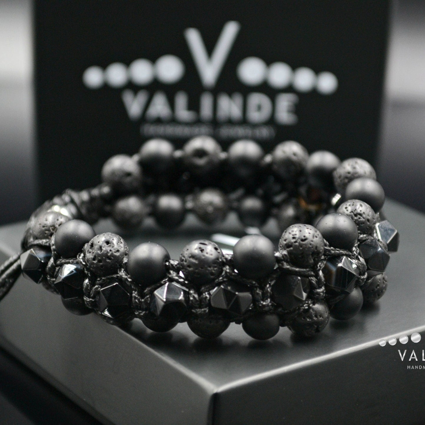 Men's Black Agate 3 Row Bracelet Onyx Bracelet Lava Stone Bracelet Gift for Men Macrame Bead Bracelet Stone Bracelet Crystal Bracelet- Shamballa Bracelet - Birthstone Bracelet - Gemstone Bracelet Men - Chakra Bracelet - Macrame Bracelet - Healing Bracelet - Valinde