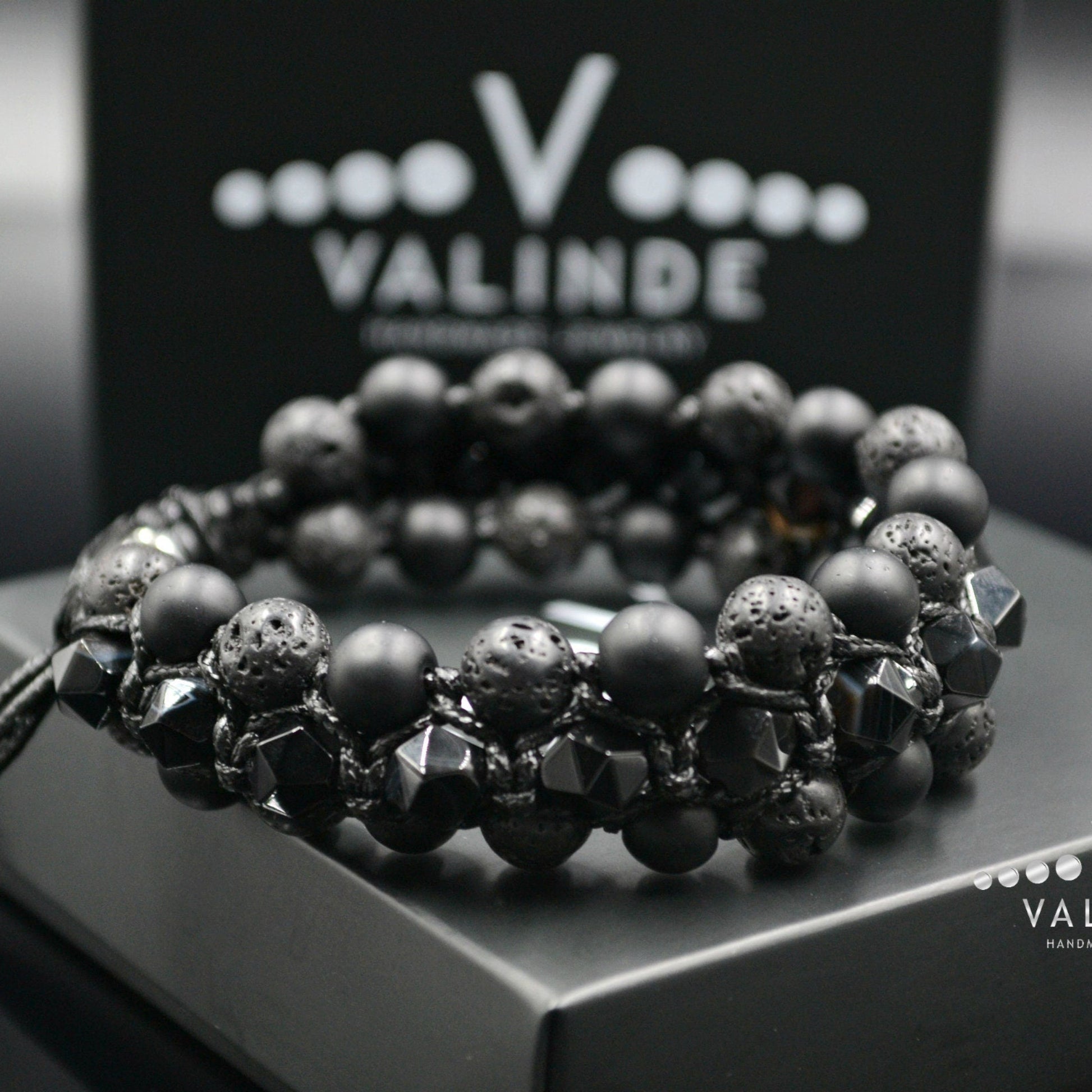 Men's Black Agate 3 Row Bracelet Onyx Bracelet Lava Stone Bracelet Gift for Men Macrame Bead Bracelet Stone Bracelet Crystal Bracelet- Shamballa Bracelet - Birthstone Bracelet - Gemstone Bracelet Men - Chakra Bracelet - Macrame Bracelet - Healing Bracelet - Valinde