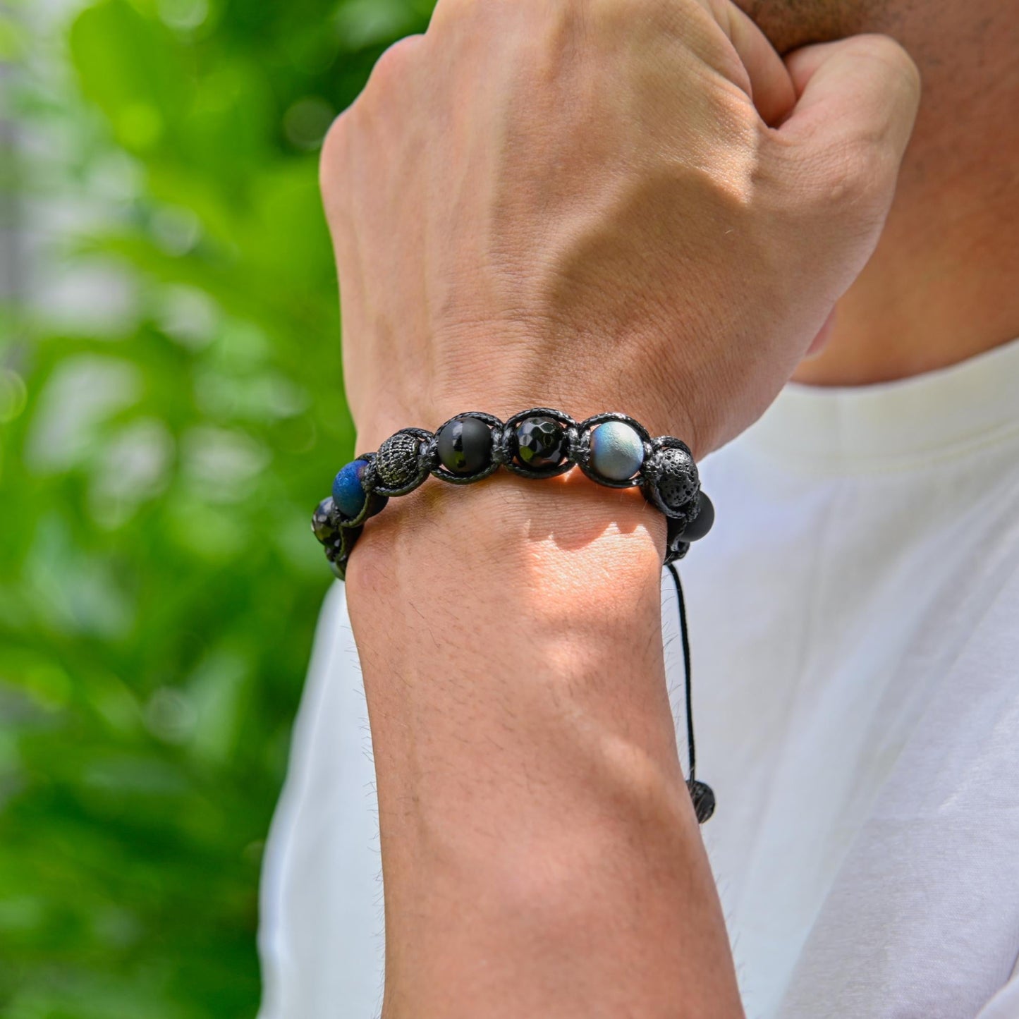 Men's Druzy Agate Bracelet Cubic Zirconia Bracelet Blue Macrame Bracelet Gift for Men Black Onyx Bracelet Adjustable Bracelet For Men - Shamballa Bracelet - Mantra Bracelet - Yoga Bracelet - Birthstone Bracelet - Gemstone Bracelet Men - Chakra Bracelet - Macrame Bracelet - Healing Bracelet - Gift for Father - Gift For Men - Valinde