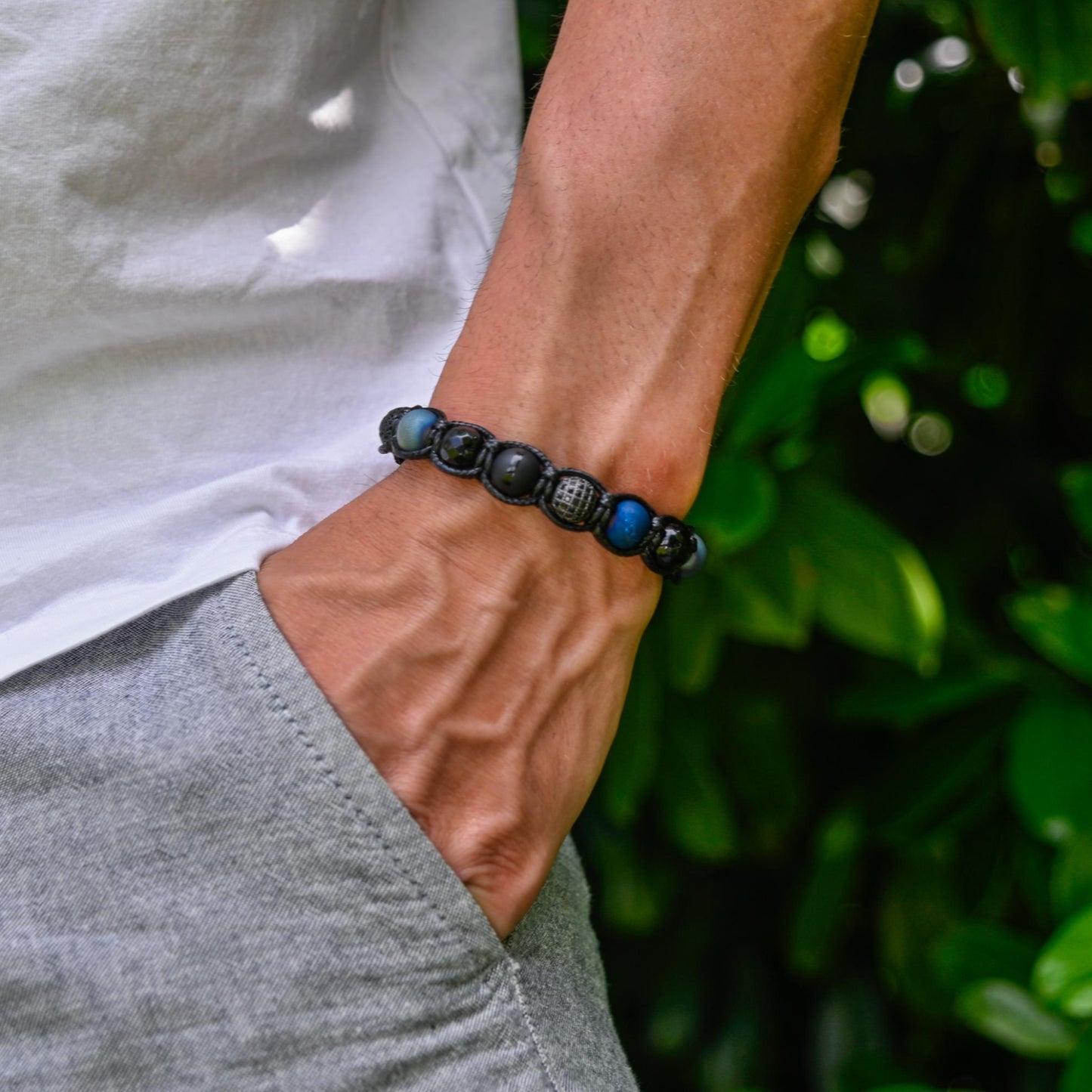 Men's Druzy Agate Bracelet Cubic Zirconia Bracelet Blue Macrame Bracelet Gift for Men Black Onyx Bracelet Adjustable Bracelet For Men - Shamballa Bracelet - Mantra Bracelet - Yoga Bracelet - Birthstone Bracelet - Gemstone Bracelet Men - Chakra Bracelet - Macrame Bracelet - Healing Bracelet - Gift for Father - Gift For Men - Valinde