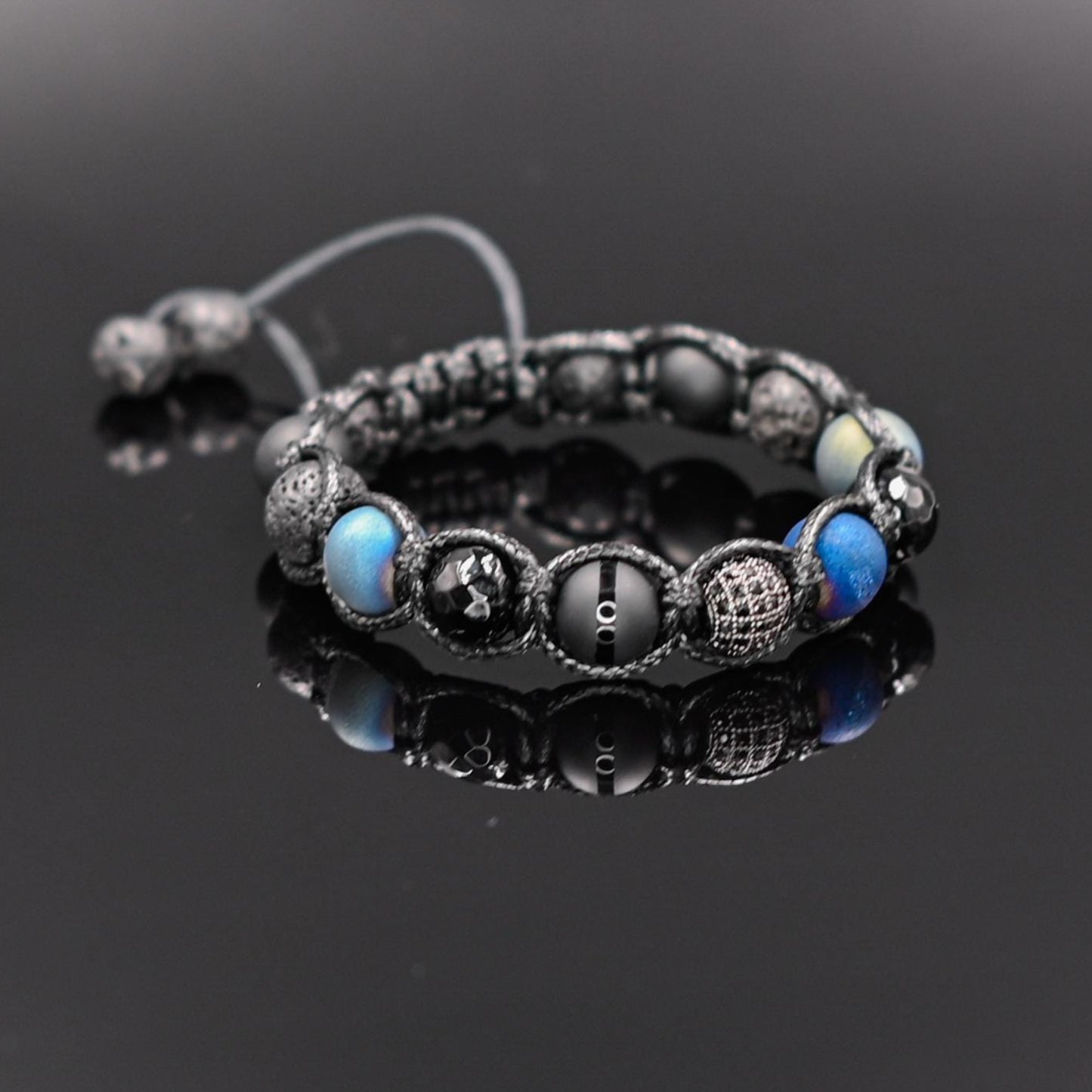 Men's Druzy Agate Bracelet Cubic Zirconia Bracelet Blue Macrame Bracelet Gift for Men Black Onyx Bracelet Adjustable Bracelet For Men - Shamballa Bracelet - Mantra Bracelet - Yoga Bracelet - Birthstone Bracelet - Gemstone Bracelet Men - Chakra Bracelet - Macrame Bracelet - Healing Bracelet - Gift for Father - Gift For Men - Valinde