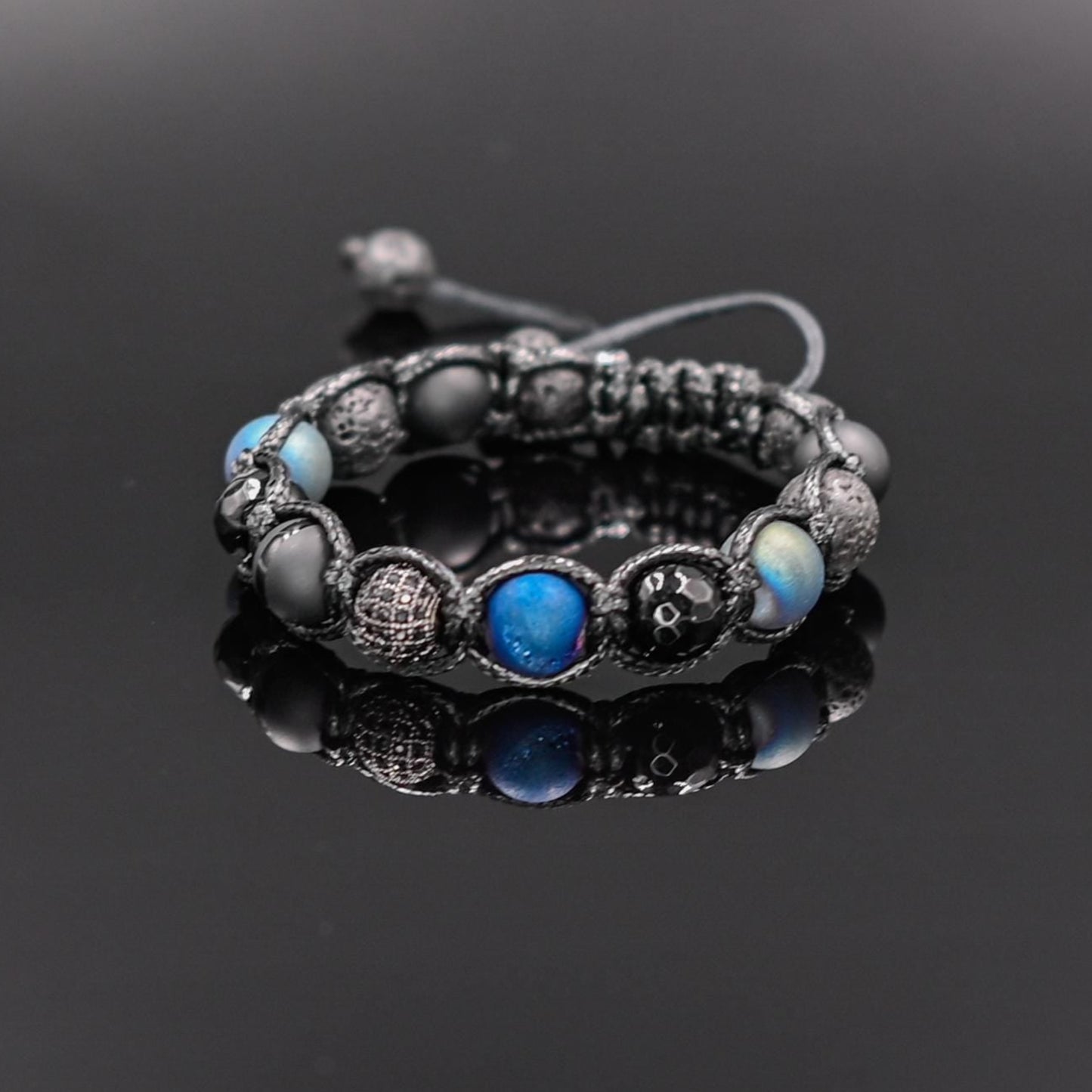 Men's Druzy Agate Bracelet Cubic Zirconia Bracelet Blue Macrame Bracelet Gift for Men Black Onyx Bracelet Adjustable Bracelet For Men - Shamballa Bracelet - Mantra Bracelet - Yoga Bracelet - Birthstone Bracelet - Gemstone Bracelet Men - Chakra Bracelet - Macrame Bracelet - Healing Bracelet - Gift for Father - Gift For Men - Valinde