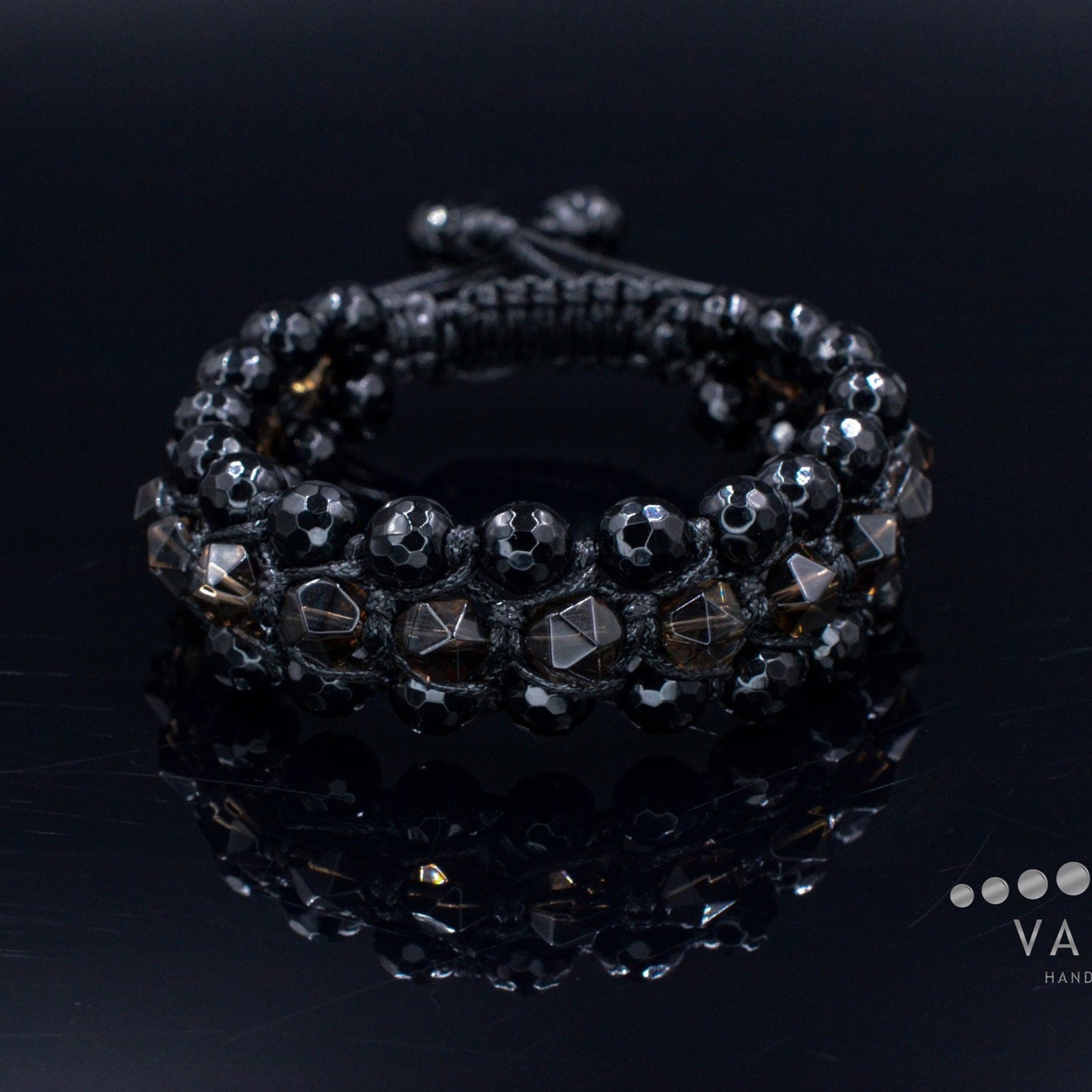 3 Row Beaded Bracelet - Smoky Quartz Agate - Handmade Jewelry - Birthstone Bracelet - Shamballa Bracelet - Birthstone Bracelet - Gemstone Bracelet Men - Chakra Bracelet - Macrame Bracelet - Healing Bracelet - Valinde