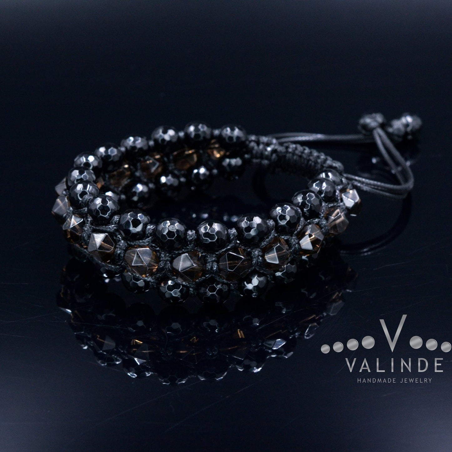 3 Row Beaded Bracelet - Smoky Quartz Agate - Handmade Jewelry - Birthstone Bracelet - Shamballa Bracelet - Birthstone Bracelet - Gemstone Bracelet Men - Chakra Bracelet - Macrame Bracelet - Healing Bracelet - Valinde