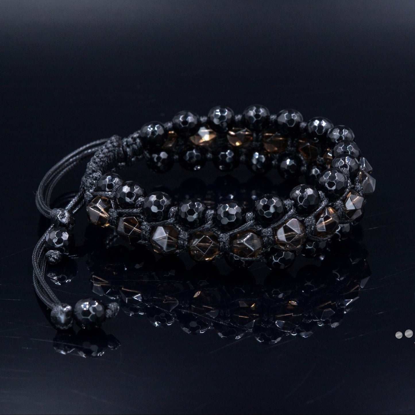 3 Row Beaded Bracelet - Smoky Quartz Agate - Handmade Jewelry - Birthstone Bracelet - Shamballa Bracelet - Birthstone Bracelet - Gemstone Bracelet Men - Chakra Bracelet - Macrame Bracelet - Healing Bracelet - Valinde