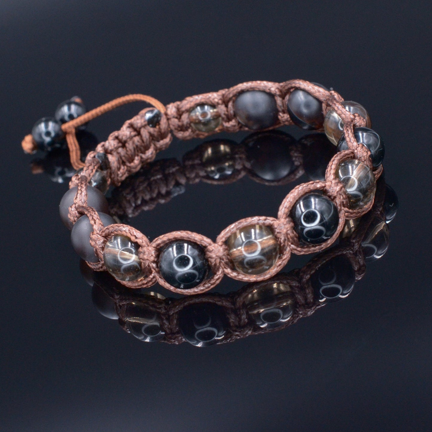 Men's Matte Agate Bracelet Beaded Bracelet Smoky Quartz Bracelet Gemstone Bracelet Macrame Bracelet - Shamballa Bracelet - Mantra Bracelet - Birthstone Bracelet - Gemstone Bracelet Men - Chakra Bracelet - Macrame Bracelet - Healing Bracelet - ValindeGift for Men