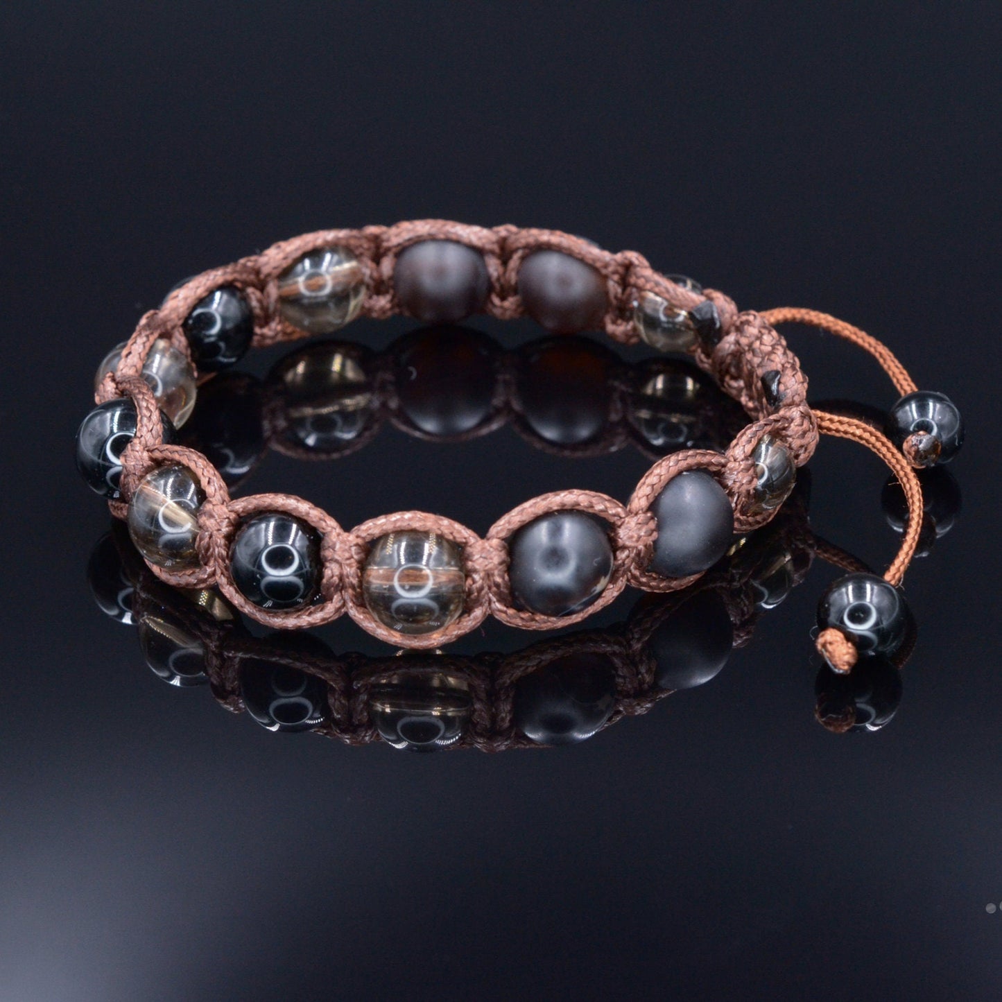 Men's Matte Agate Bracelet Beaded Bracelet Smoky Quartz Bracelet Gemstone Bracelet Macrame Bracelet - Shamballa Bracelet - Mantra Bracelet - Birthstone Bracelet - Gemstone Bracelet Men - Chakra Bracelet - Macrame Bracelet - Healing Bracelet - ValindeGift for Men