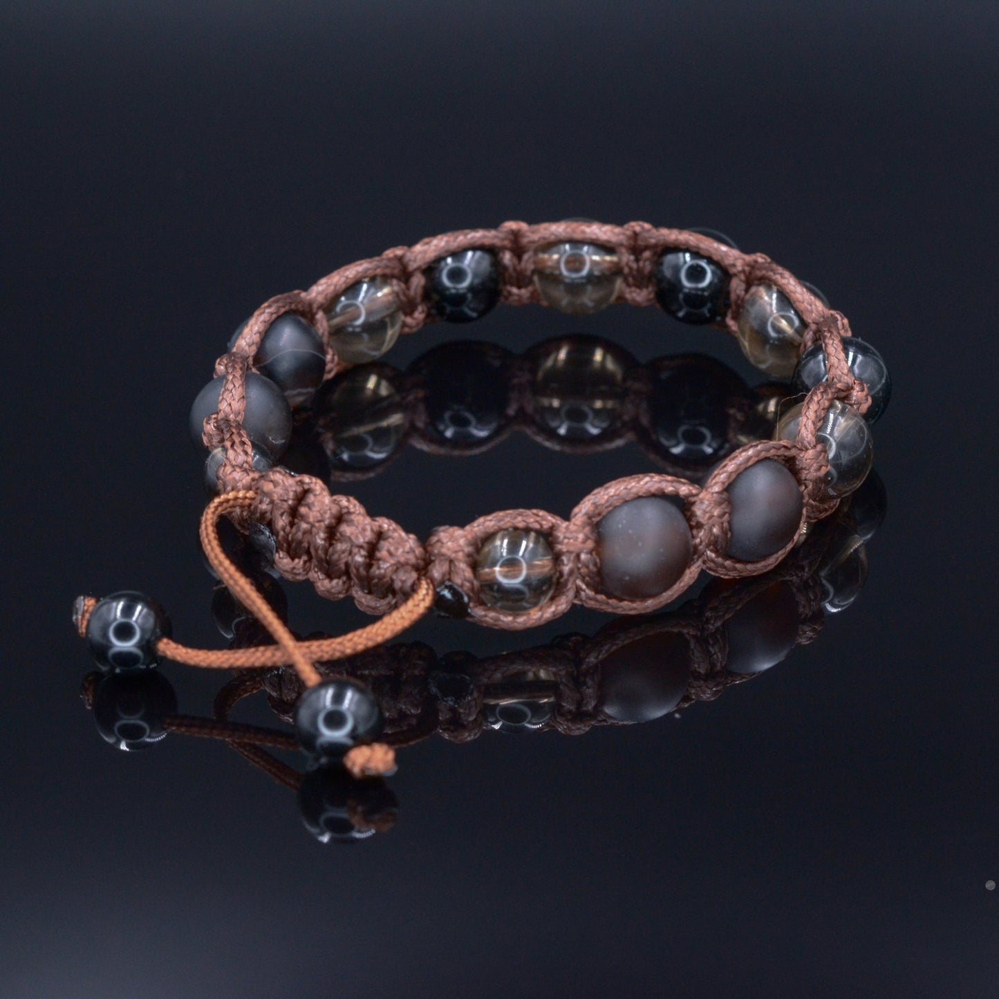 Men's Matte Agate Bracelet Beaded Bracelet Smoky Quartz Bracelet Gemstone Bracelet Macrame Bracelet - Shamballa Bracelet - Mantra Bracelet - Birthstone Bracelet - Gemstone Bracelet Men - Chakra Bracelet - Macrame Bracelet - Healing Bracelet - ValindeGift for Men