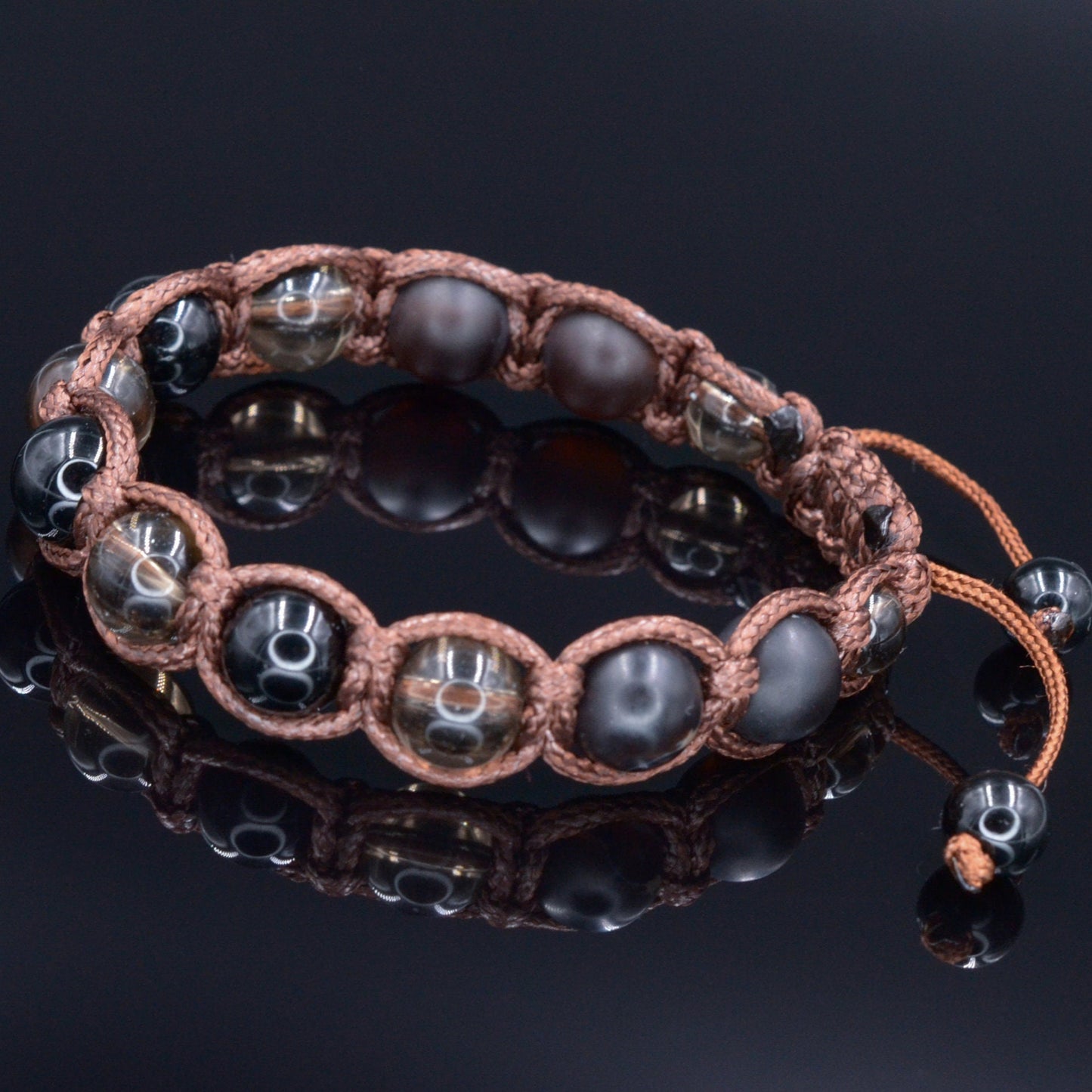 Men's Matte Agate Bracelet Beaded Bracelet Smoky Quartz Bracelet Gemstone Bracelet Macrame Bracelet - Shamballa Bracelet - Mantra Bracelet - Birthstone Bracelet - Gemstone Bracelet Men - Chakra Bracelet - Macrame Bracelet - Healing Bracelet - ValindeGift for Men