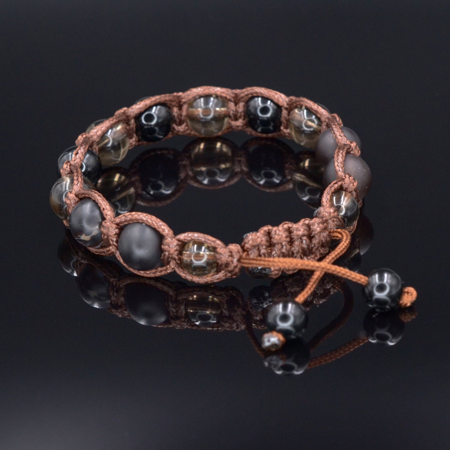 Men's Matte Agate Bracelet Beaded Bracelet Smoky Quartz Bracelet Gemstone Bracelet Macrame Bracelet - Shamballa Bracelet - Mantra Bracelet - Birthstone Bracelet - Gemstone Bracelet Men - Chakra Bracelet - Macrame Bracelet - Healing Bracelet - ValindeGift for Men