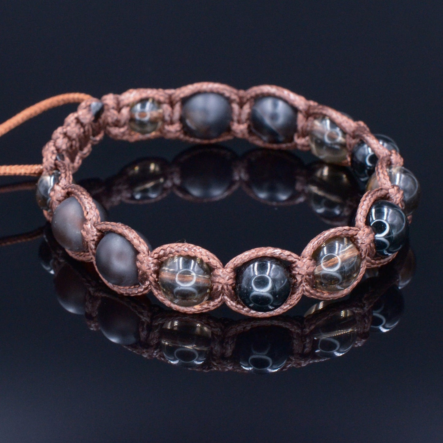 Men's Matte Agate Bracelet Beaded Bracelet Smoky Quartz Bracelet Gemstone Bracelet Macrame Bracelet - Shamballa Bracelet - Mantra Bracelet - Birthstone Bracelet - Gemstone Bracelet Men - Chakra Bracelet - Macrame Bracelet - Healing Bracelet - ValindeGift for Men