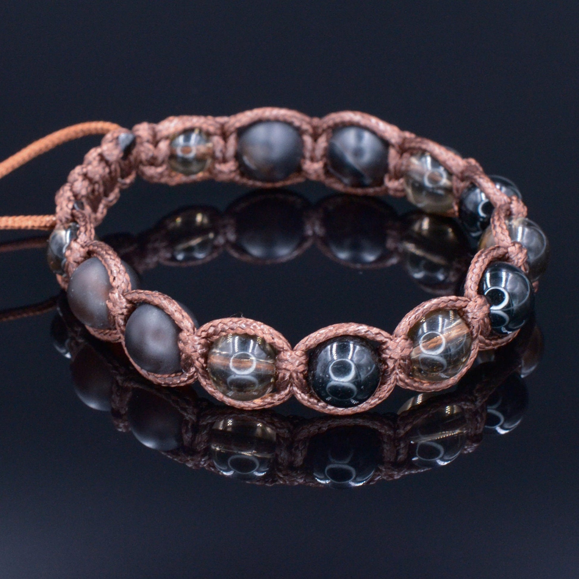 Men's Matte Agate Bracelet Beaded Bracelet Smoky Quartz Bracelet Gemstone Bracelet Macrame Bracelet   - Shamballa Bracelet - Mantra Bracelet  -  Birthstone Bracelet - Gemstone Bracelet Men - Chakra Bracelet - Macrame Bracelet - Healing Bracelet - ValindeGift for Men