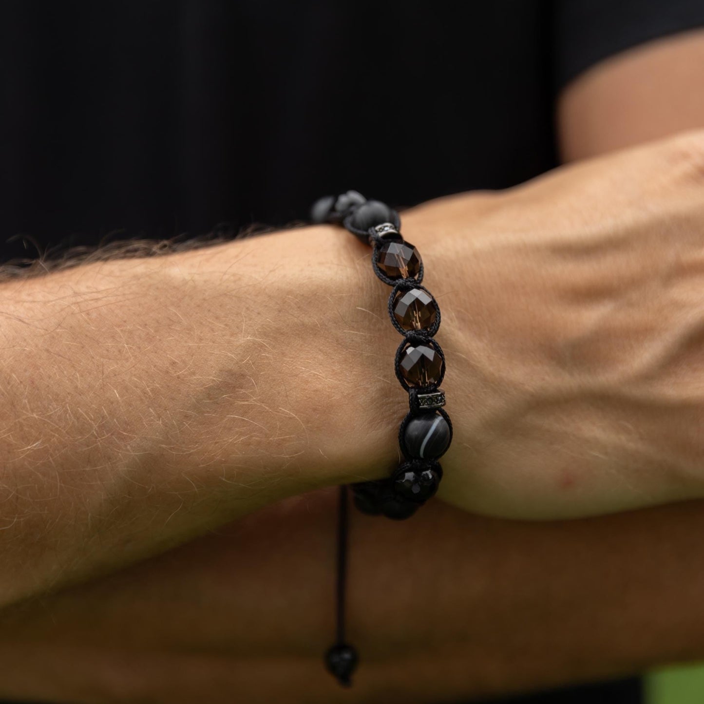 Men's Smoky Quartz Braided Bracelet, Black Agate Gemstone Adjustable Bracelet, Gift for Men, Anniversary Gift, Black Beaded Crystal Bracelet - Shamballa Bracelet - Birthstone Bracelet - Gemstone Bracelet Men - Chakra Bracelet - Macrame Bracelet - Healing Bracelet - Valinde - Shamballa Bracelet - Birthstone Bracelet - Gemstone Bracelet Men - Chakra Bracelet - Macrame Bracelet - Healing Bracelet - Valinde