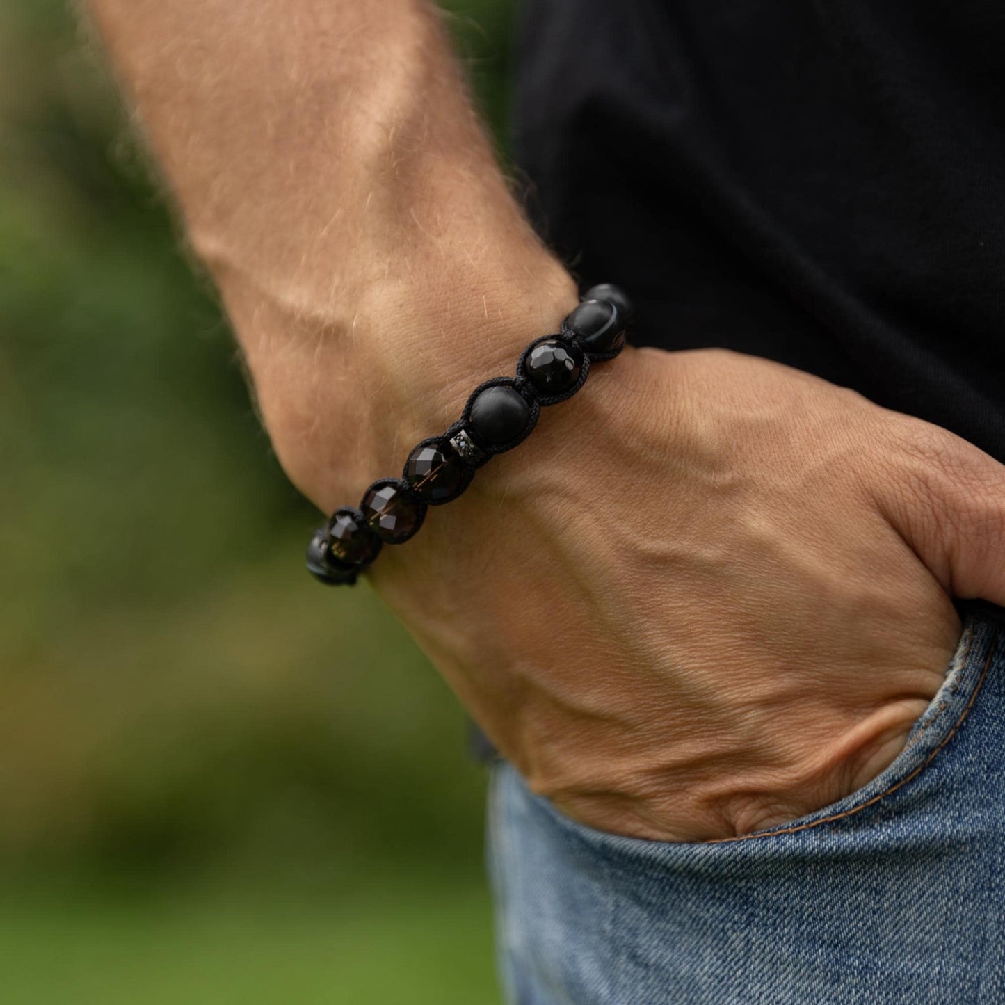 Men's Smoky Quartz Braided Bracelet, Black Agate Gemstone Adjustable Bracelet, Gift for Men, Anniversary Gift, Black Beaded Crystal Bracelet - Shamballa Bracelet - Birthstone Bracelet - Gemstone Bracelet Men - Chakra Bracelet - Macrame Bracelet - Healing Bracelet - Valinde - Shamballa Bracelet - Birthstone Bracelet - Gemstone Bracelet Men - Chakra Bracelet - Macrame Bracelet - Healing Bracelet - Valinde